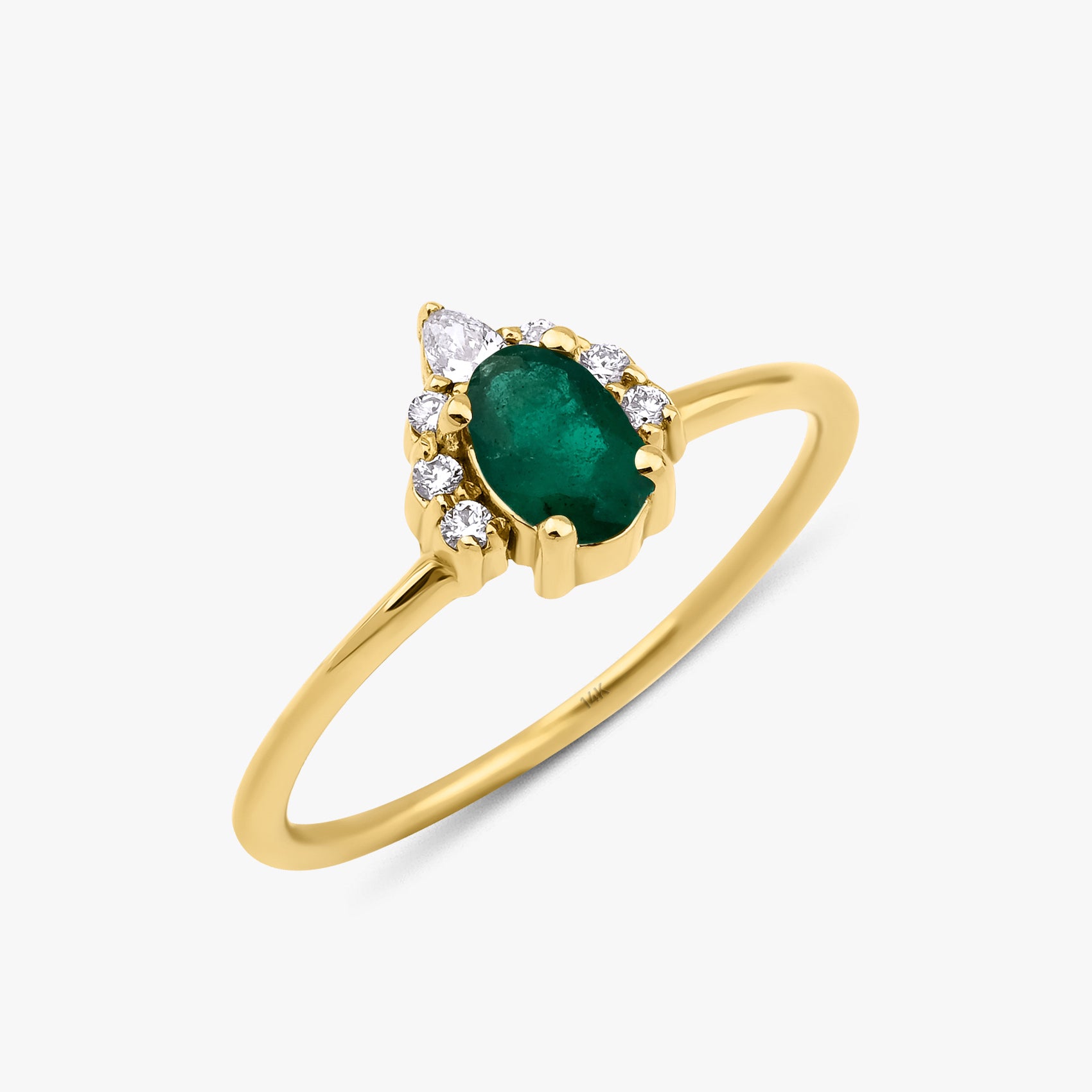Oval Emerald and Diamond Ring in 14K Gold