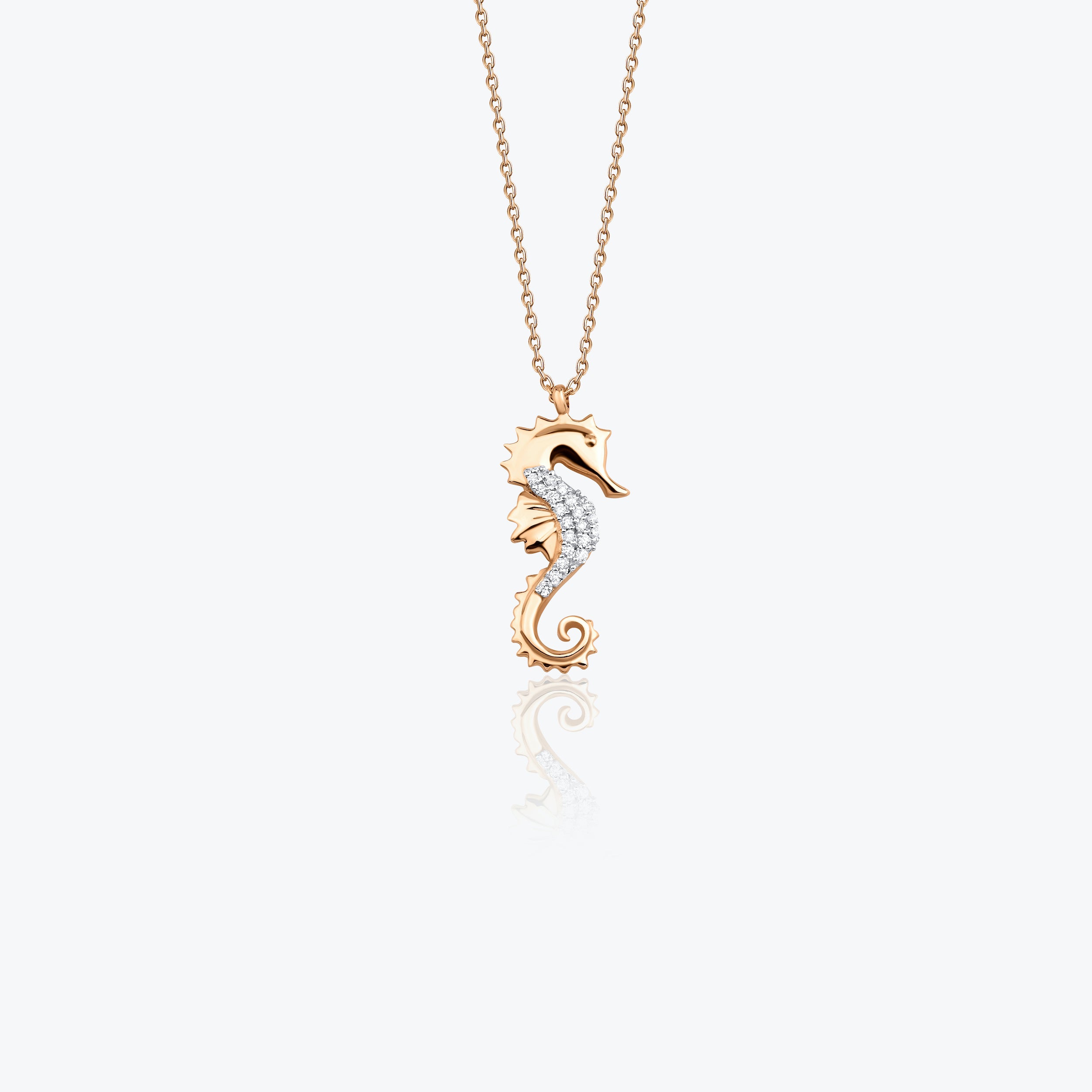 Diamond Seahorse Pendant Necklace in 14K and 18K Gold