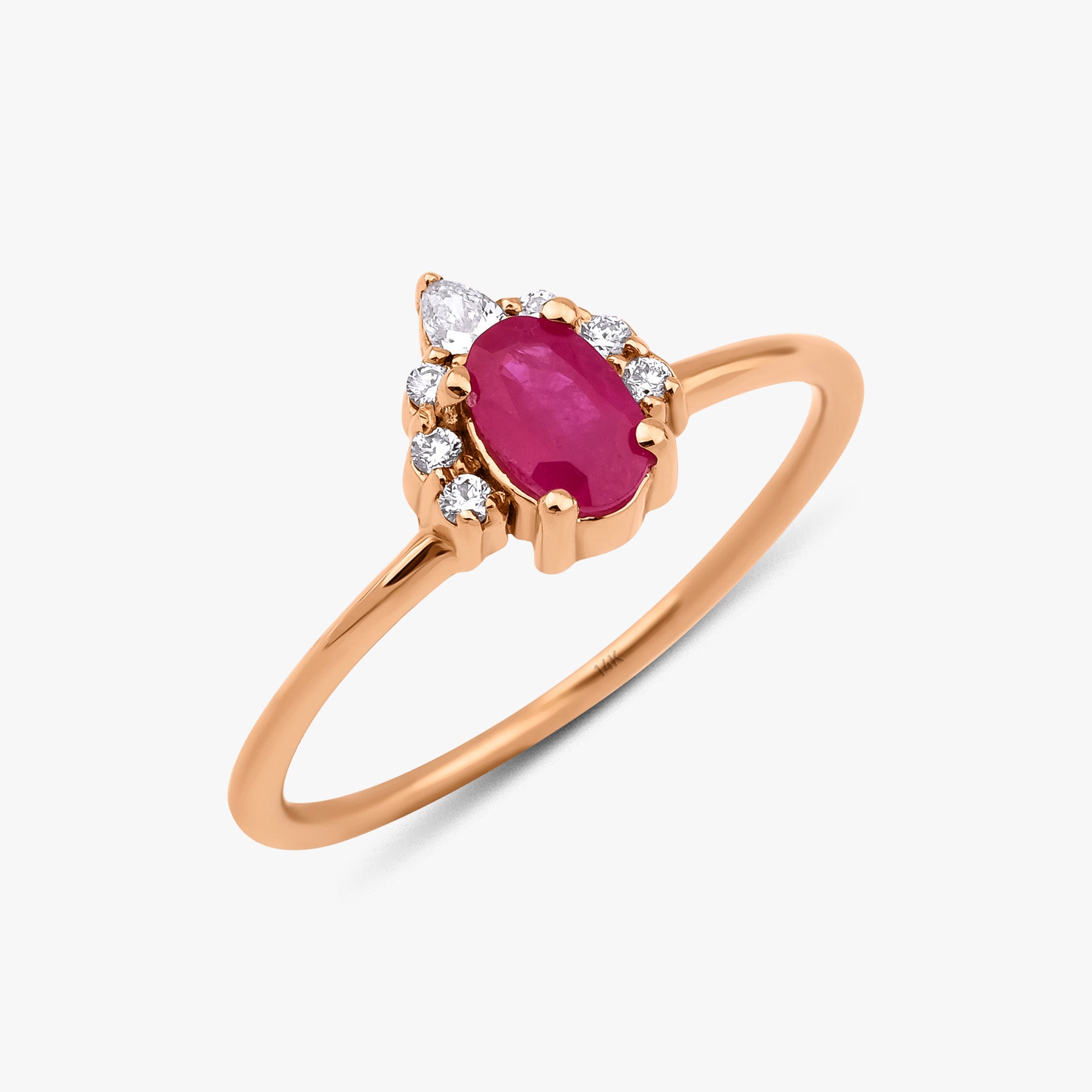 Oval Ruby and Diamond Ring in 14K Gold