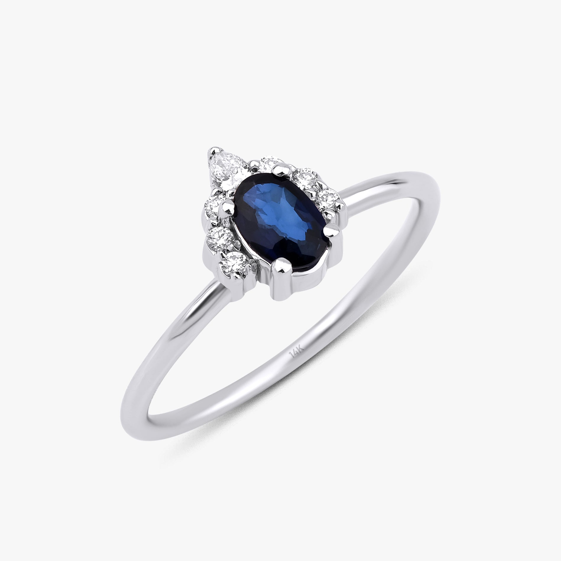 Oval Blue Sapphire and Diamond Ring in 14K Gold
