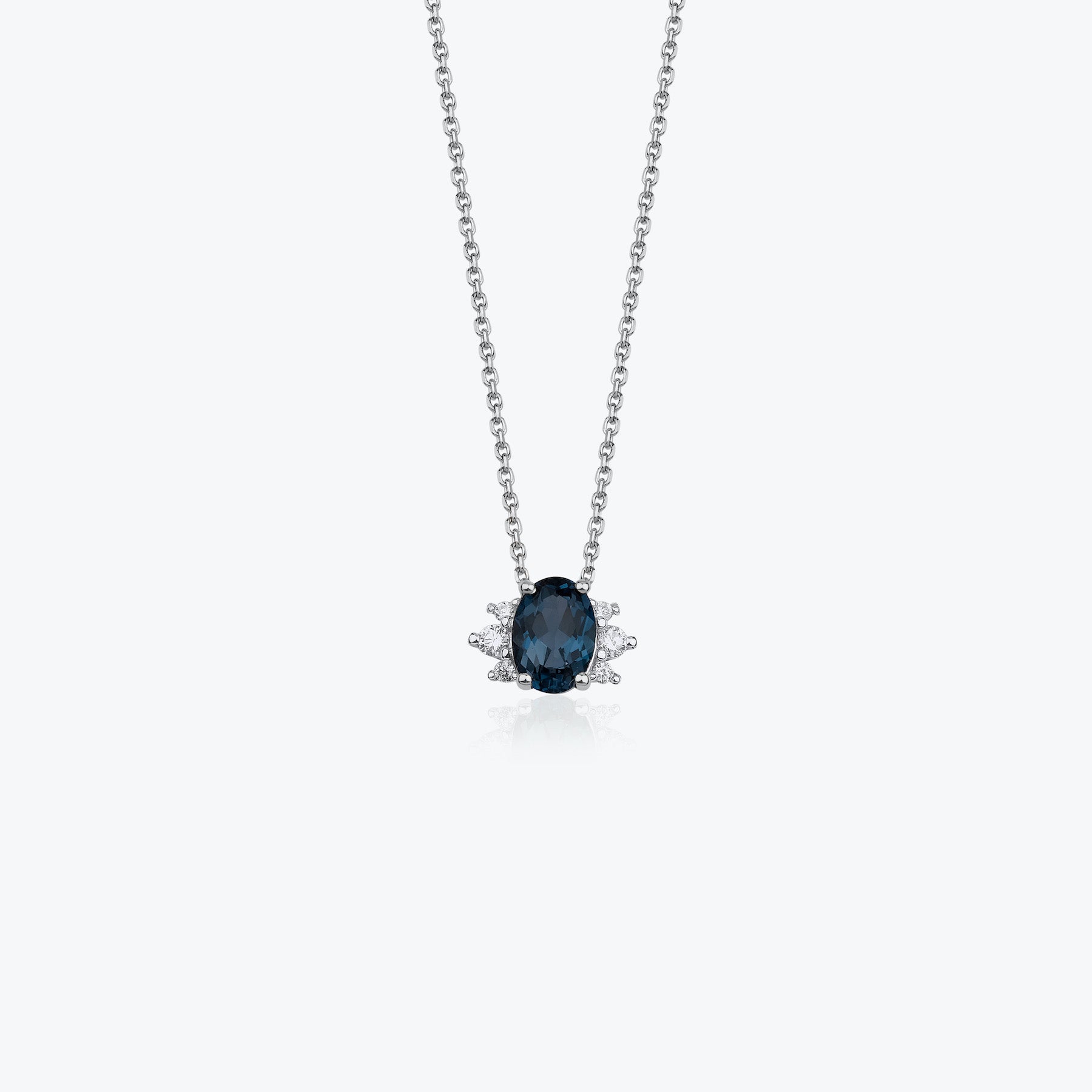London Blue Topaz and Diamond Necklace in 14K Gold