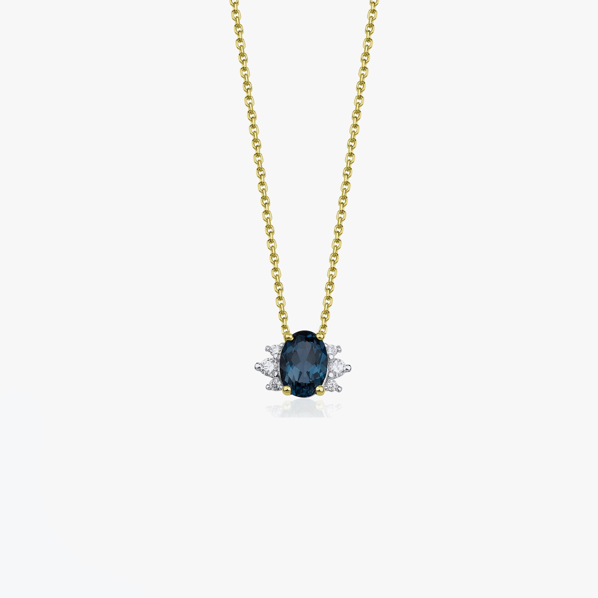 London Blue Topaz and Diamond Necklace in 14K Gold
