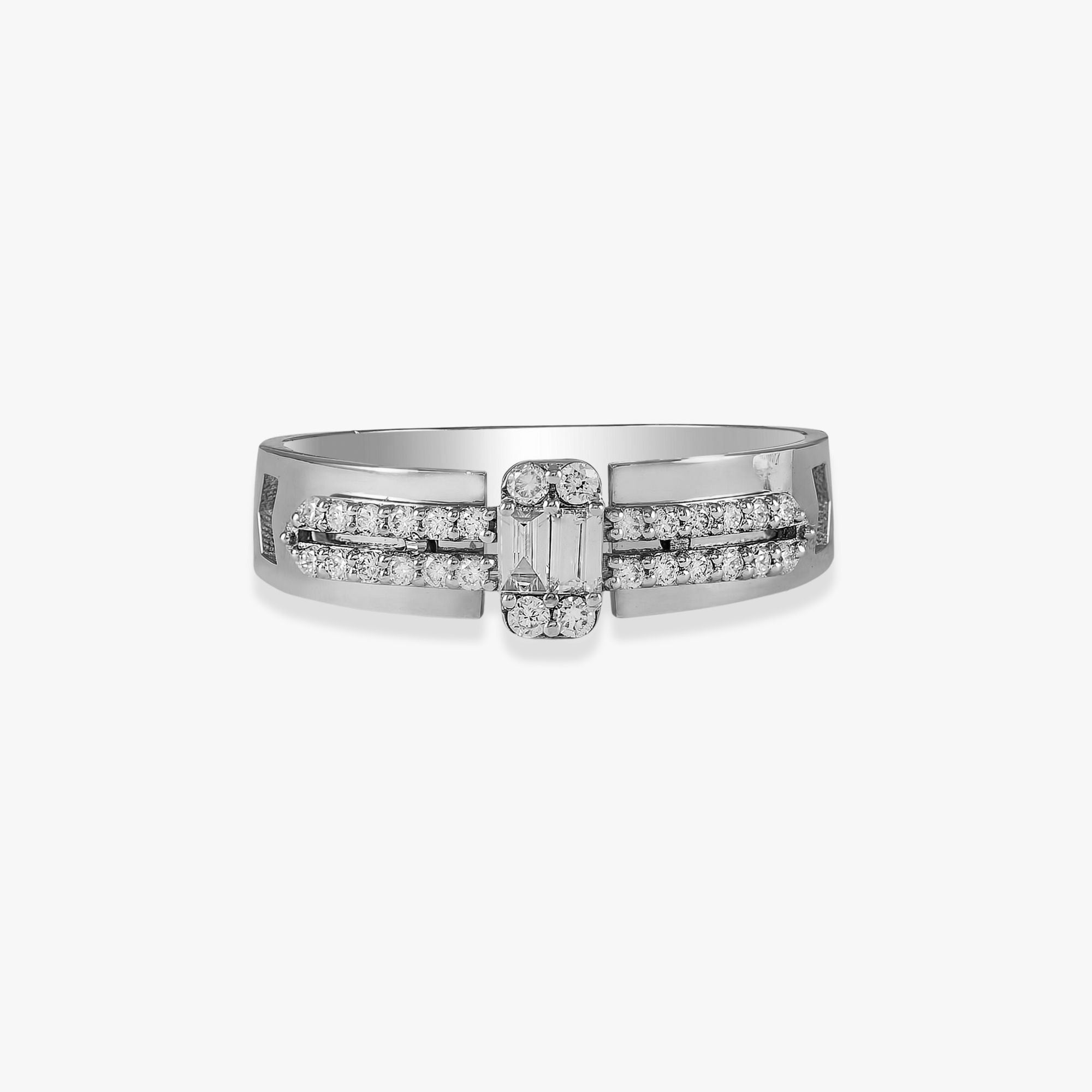 Modern Baguette Diamond Stacking RIng in 14K Gold