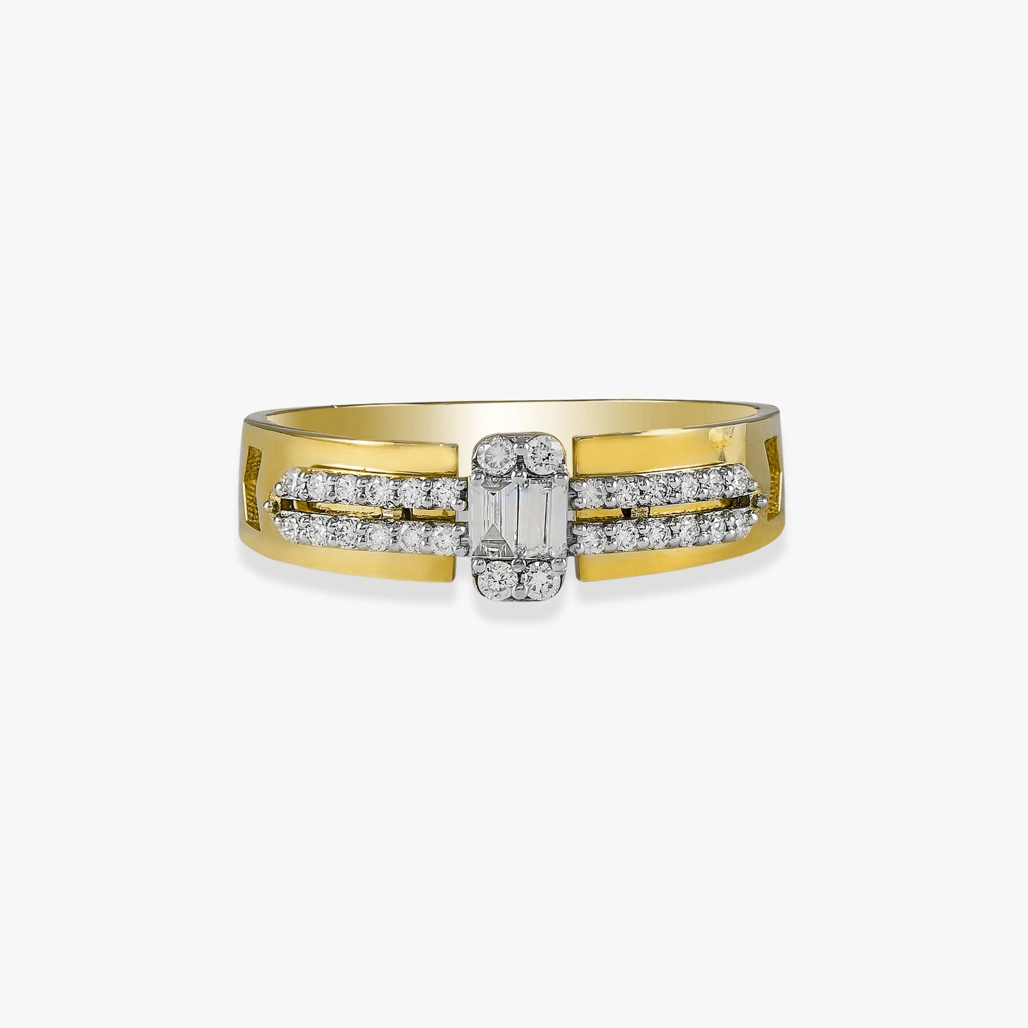 Modern Baguette Diamond Stacking RIng in 14K Gold