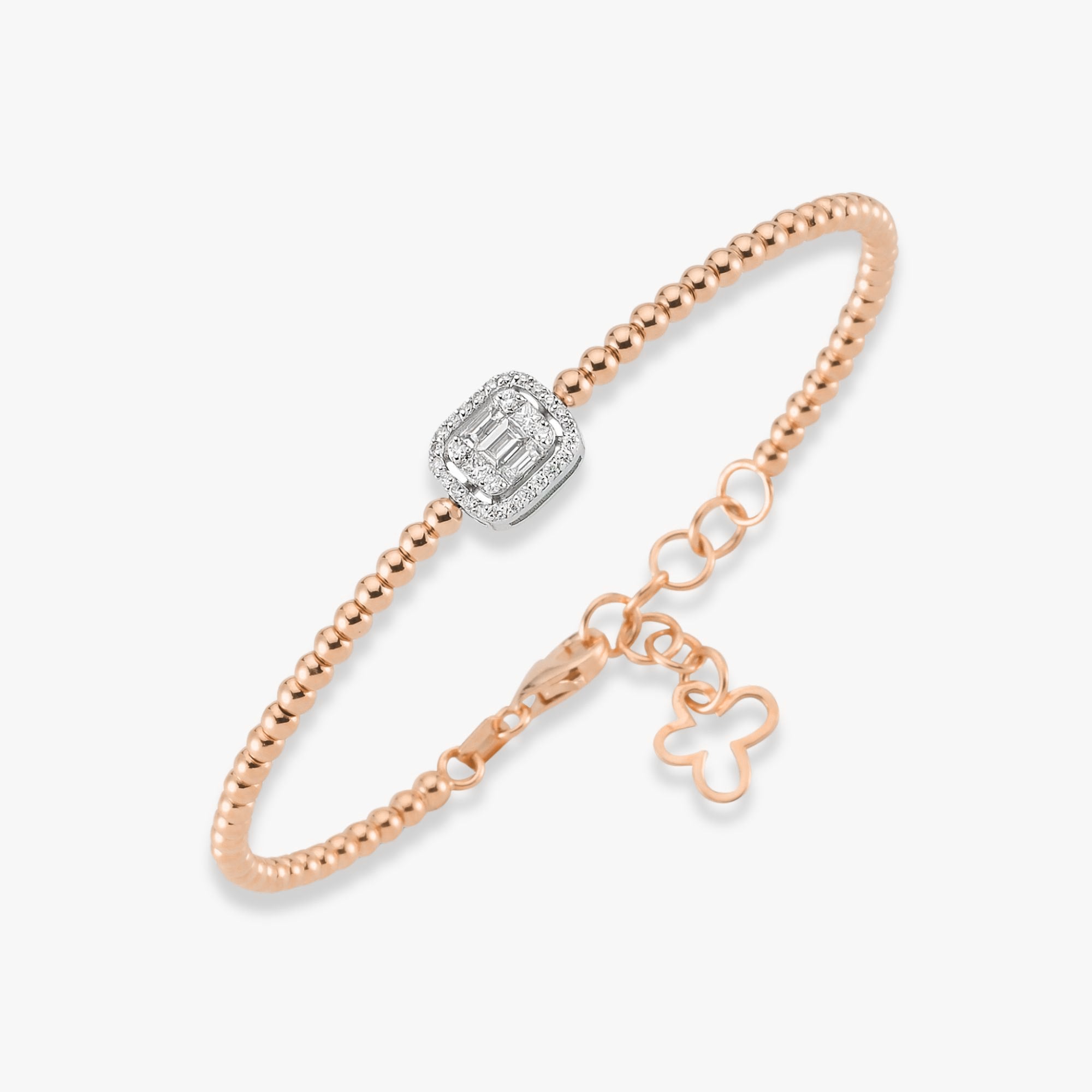 Beaded Diamond Bangle in 14K Gold