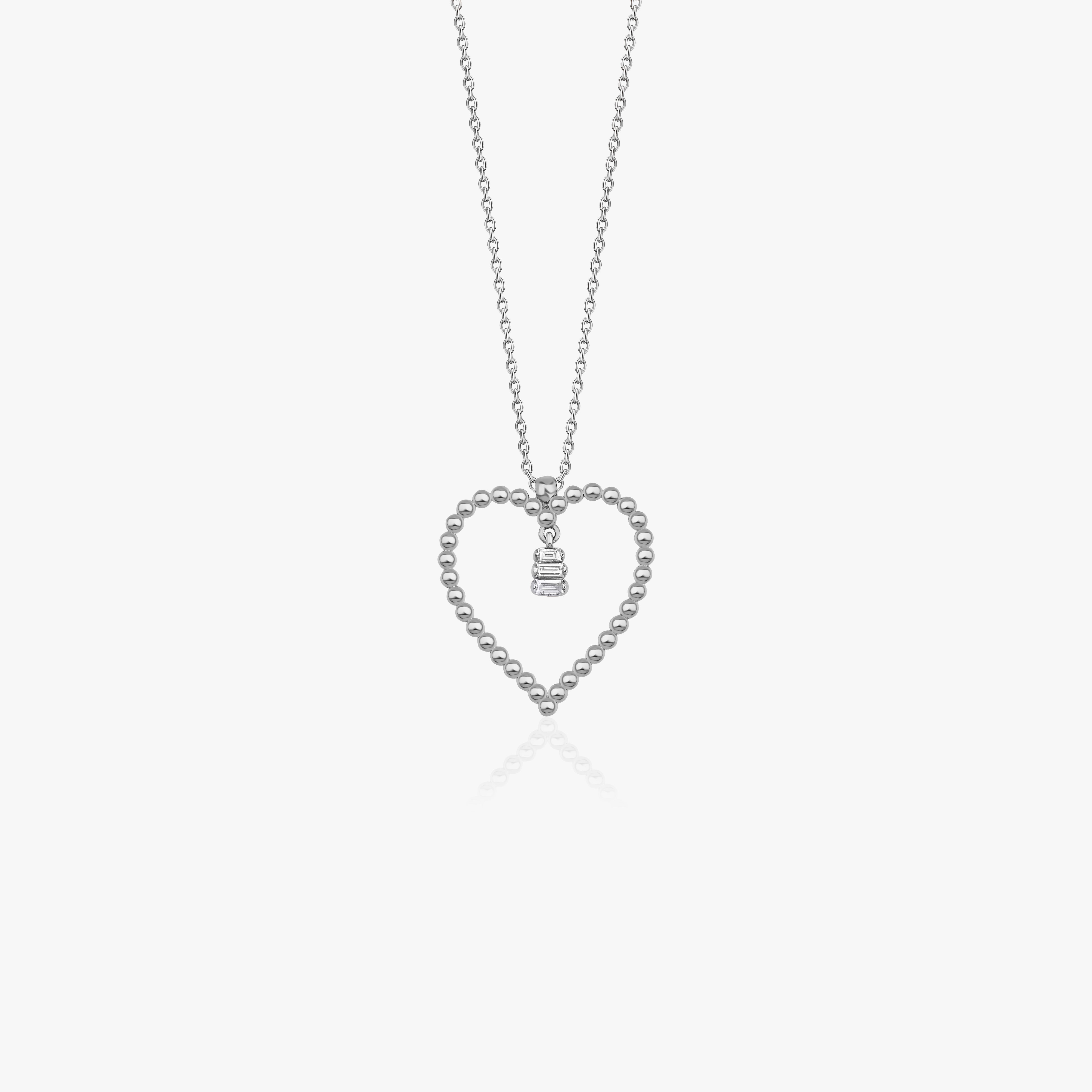 Baguette Diamond Heart Necklace in 14K Gold