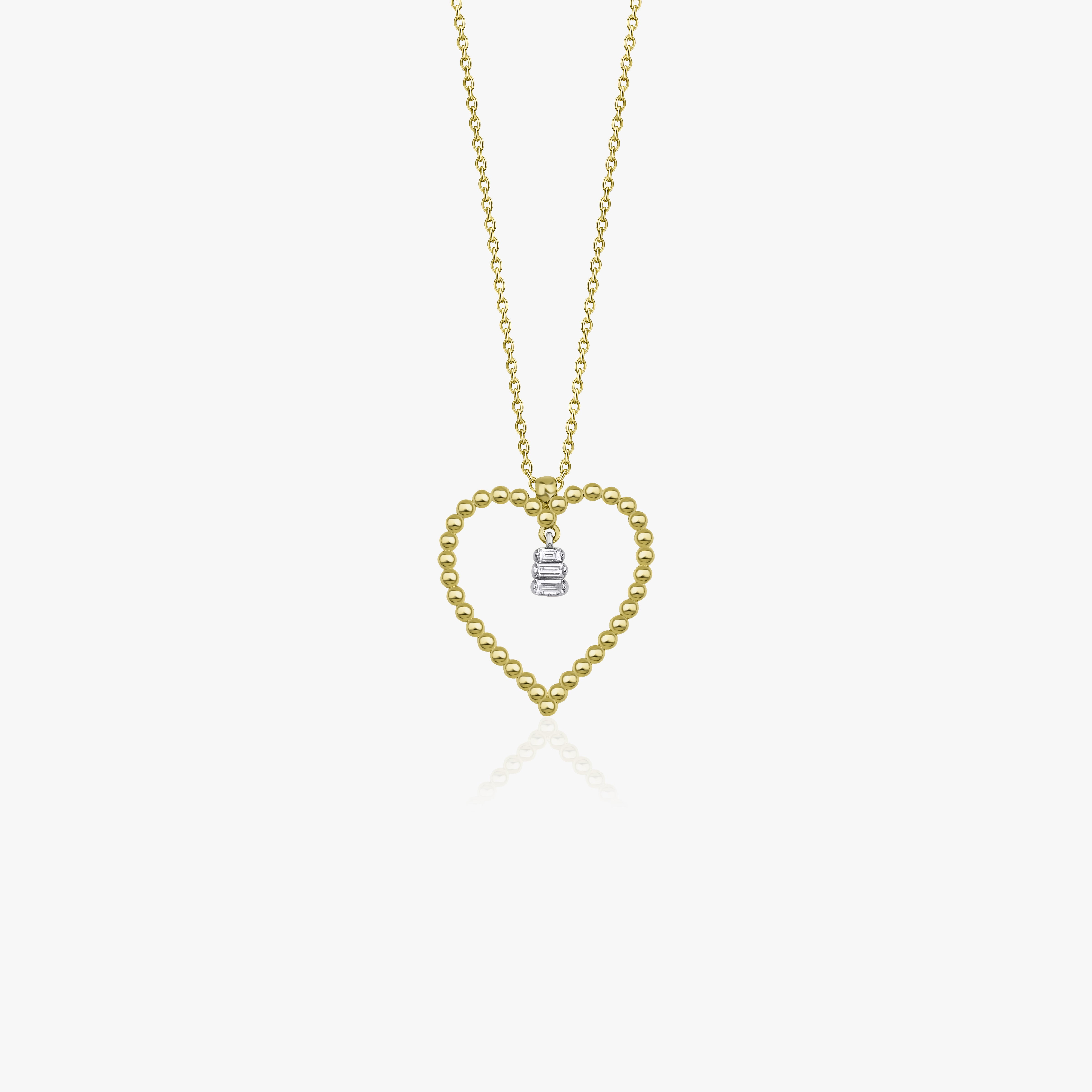 Baguette Diamond Heart Necklace in 14K Gold