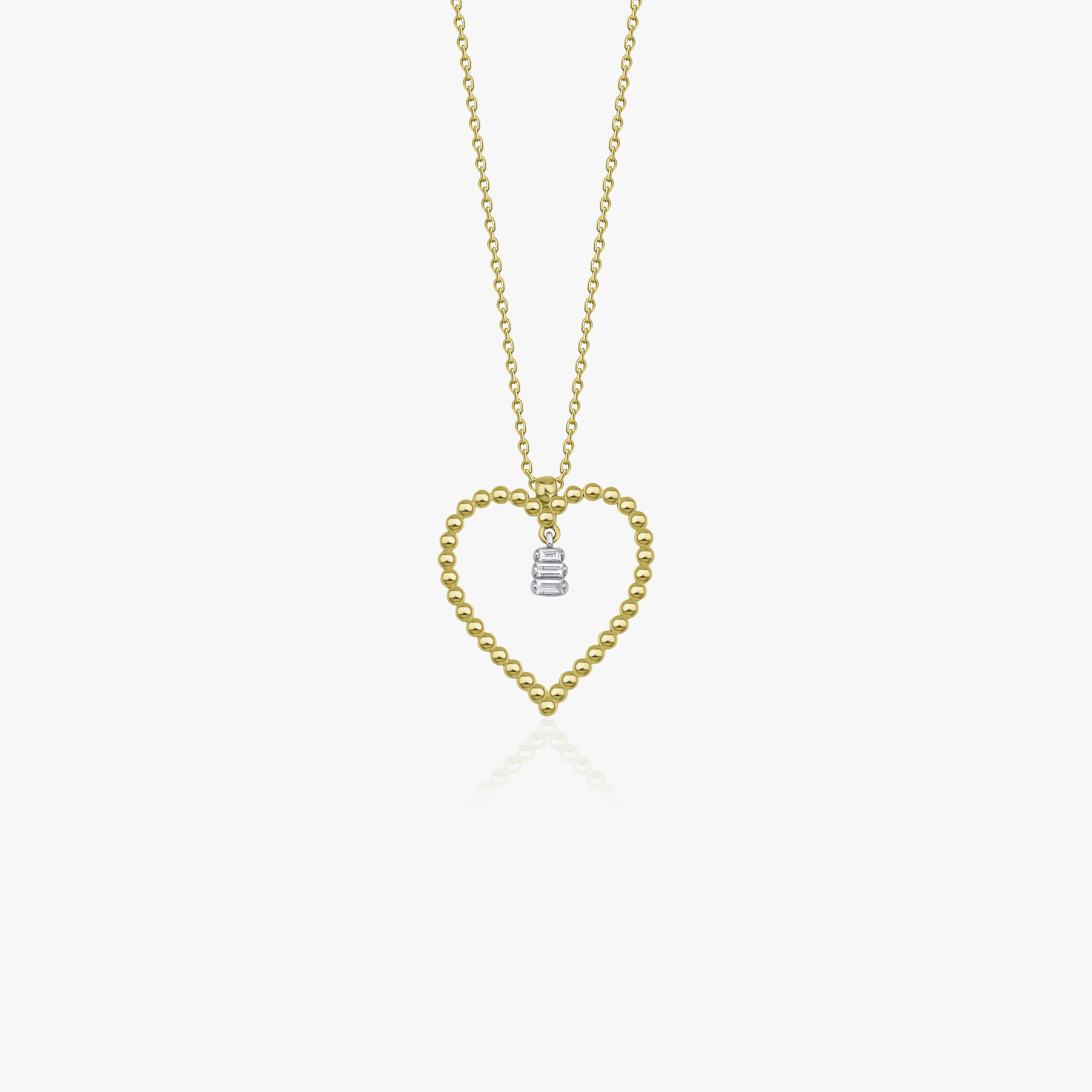 Baguette Diamond Heart Necklace
