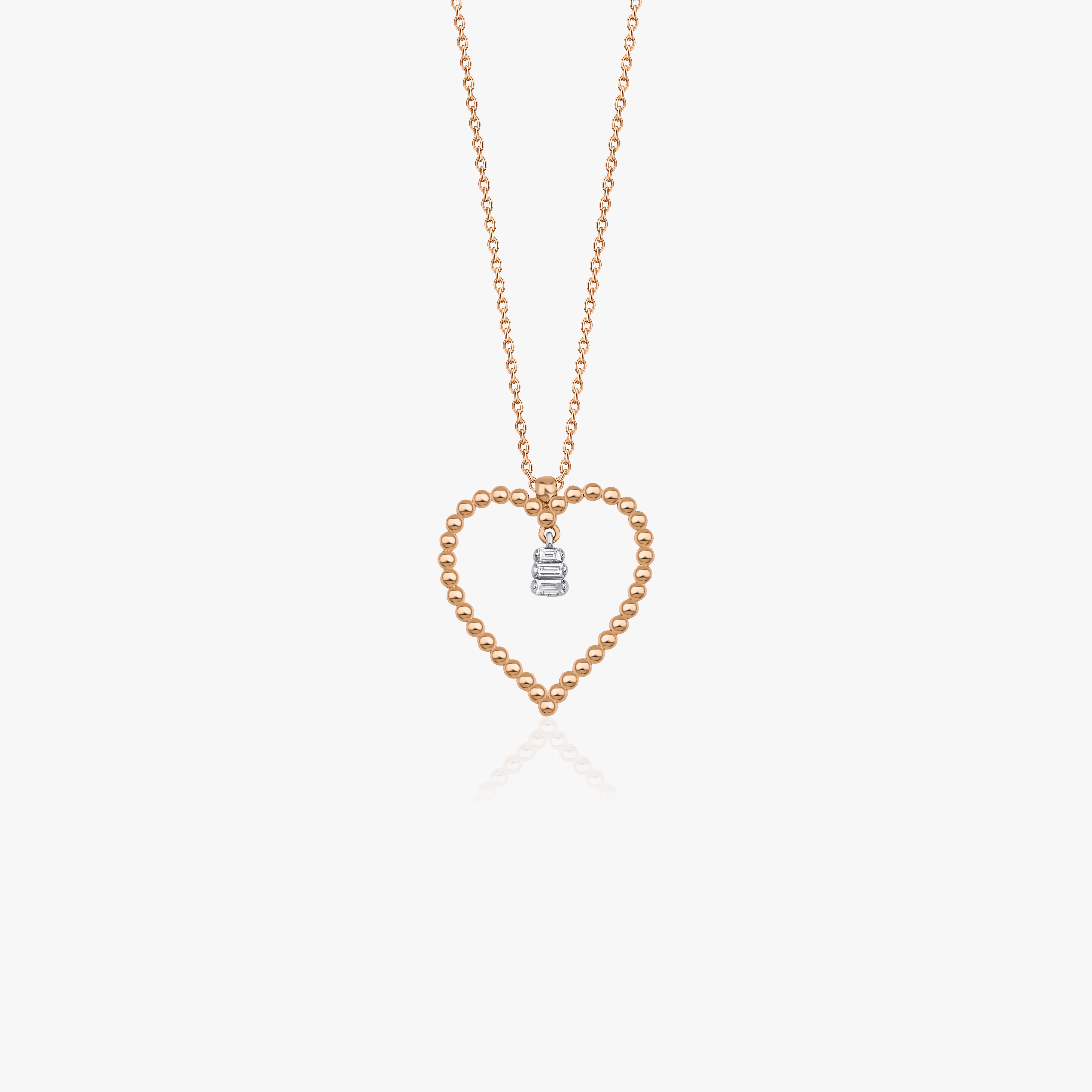 Baguette Diamond Heart Necklace in 14K Gold