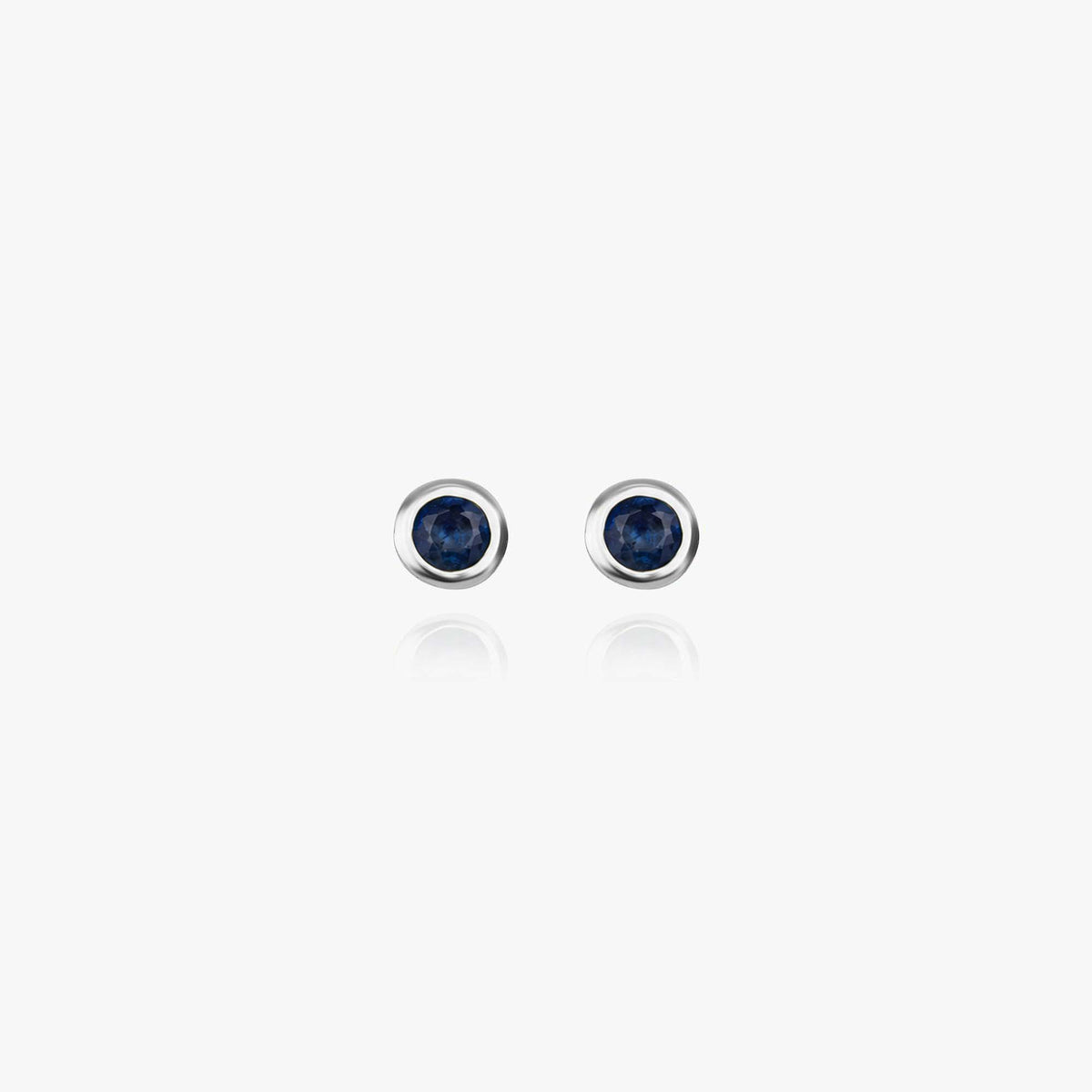 Mini Bezel Set Blue Sapphire Studs in 14K Gold