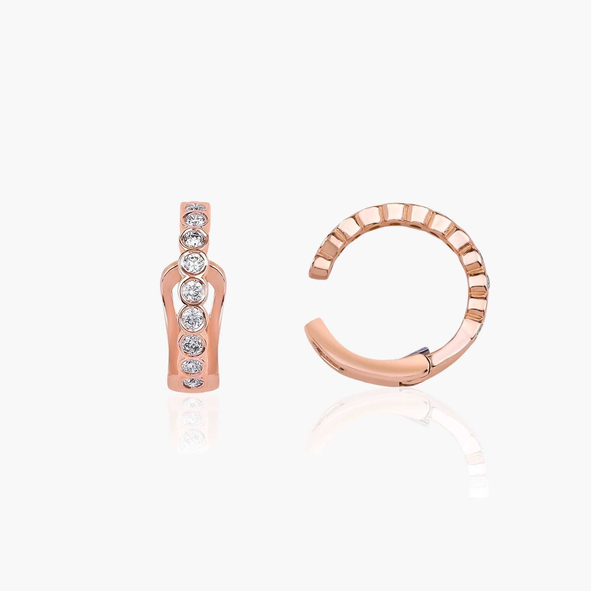 Bezel Set Diamond Ear Cuff Available in 14K and 18K Gold