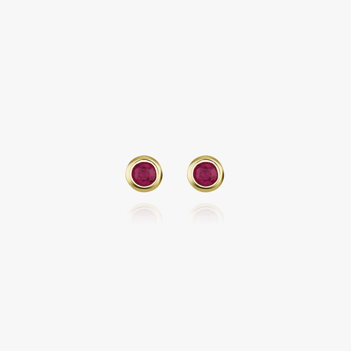 Mini Bezel Set Ruby Studs in 14K Gold