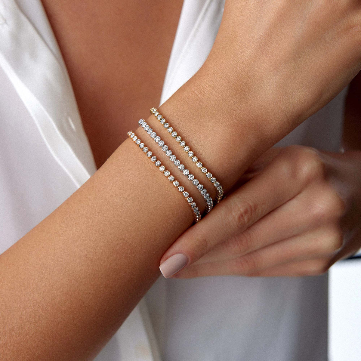 Bezel Set Tennis Bracelet in 14K Gold