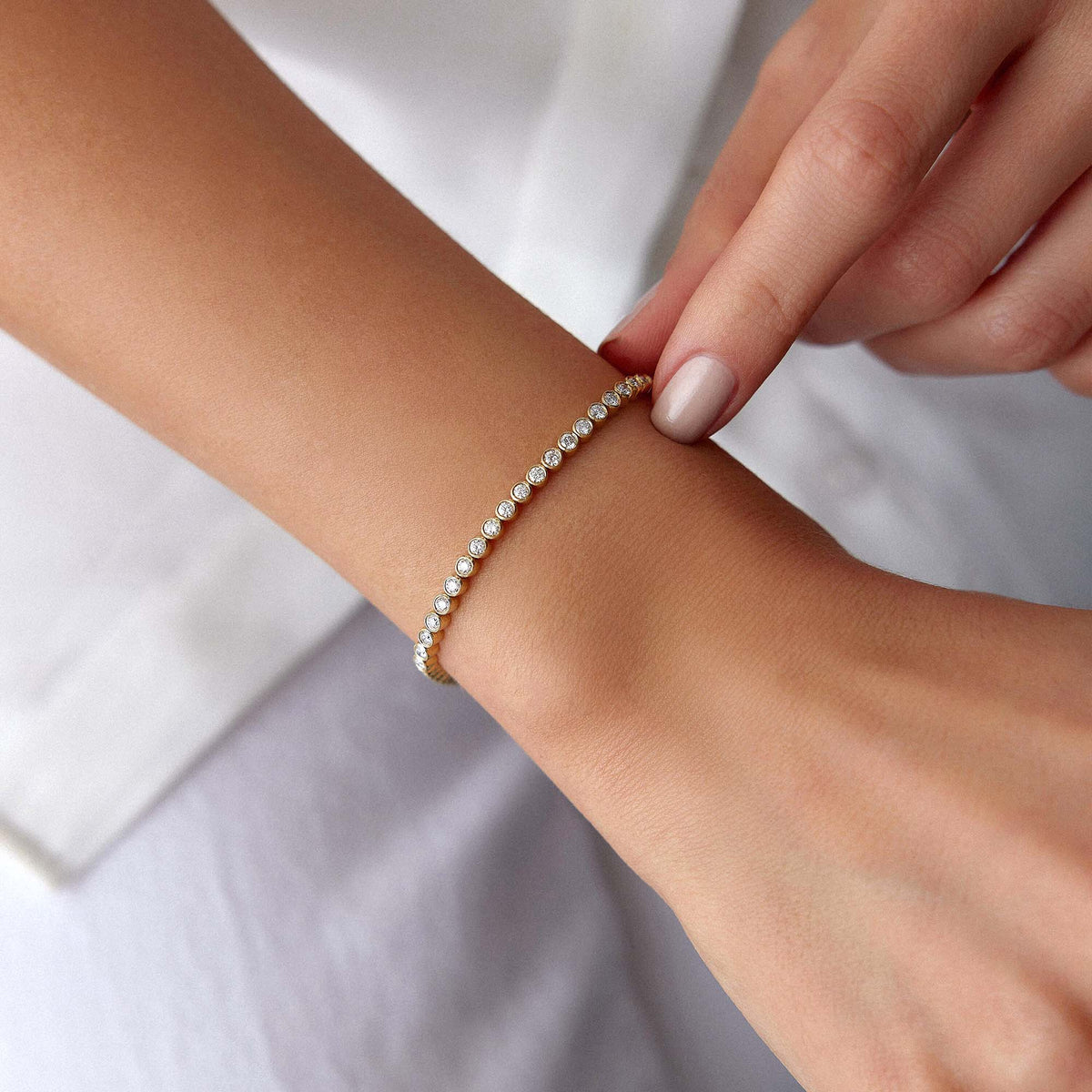 Bezel Set Tennis Bracelet in 14K Gold