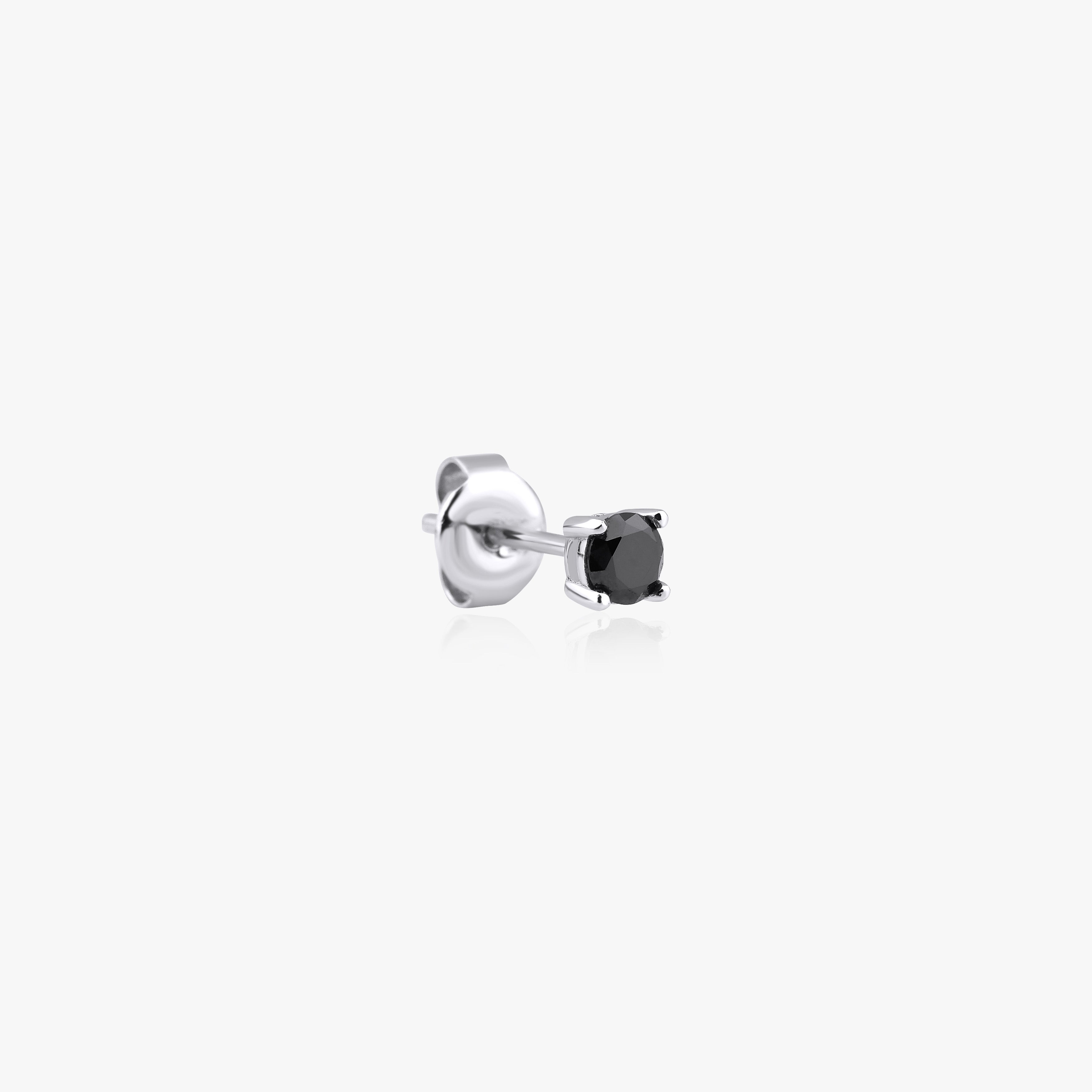 Single Black Diamond Stud in 14K Gold