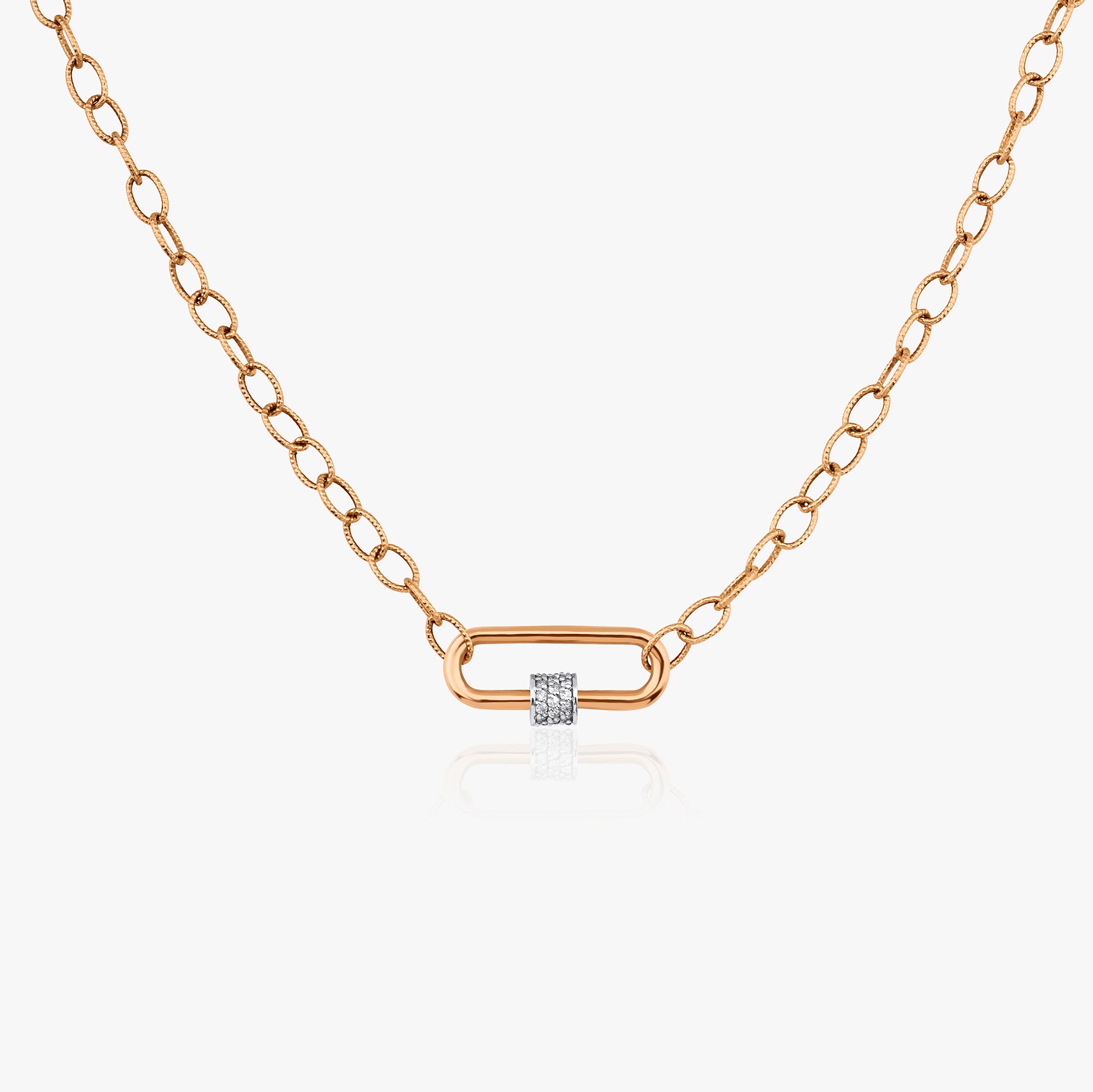 Diamond Carabiner Lock Necklace in 14K Gold / Mini Carabiner