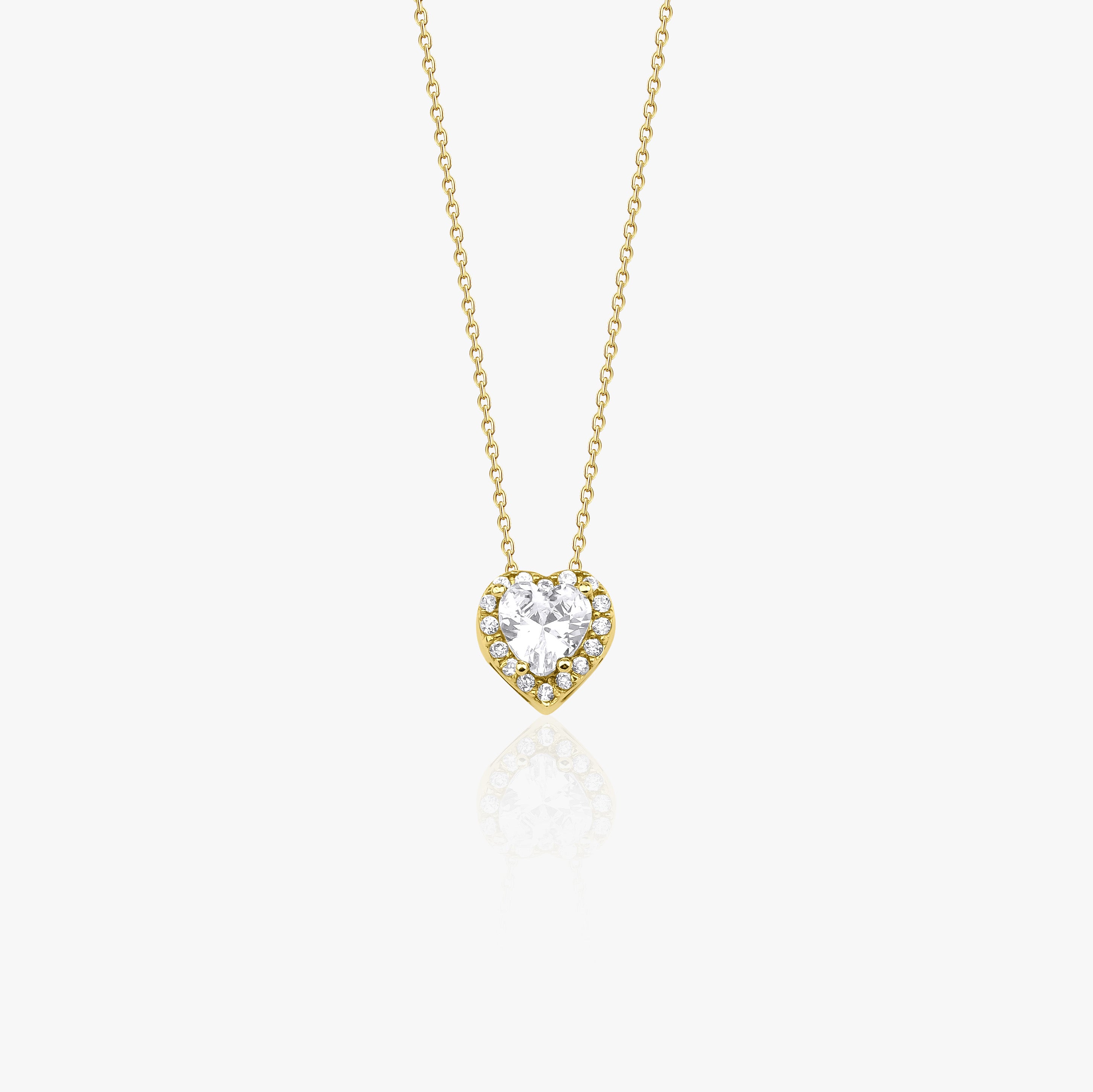 Halo Heart Cut Gemstone Necklace in 14K Gold