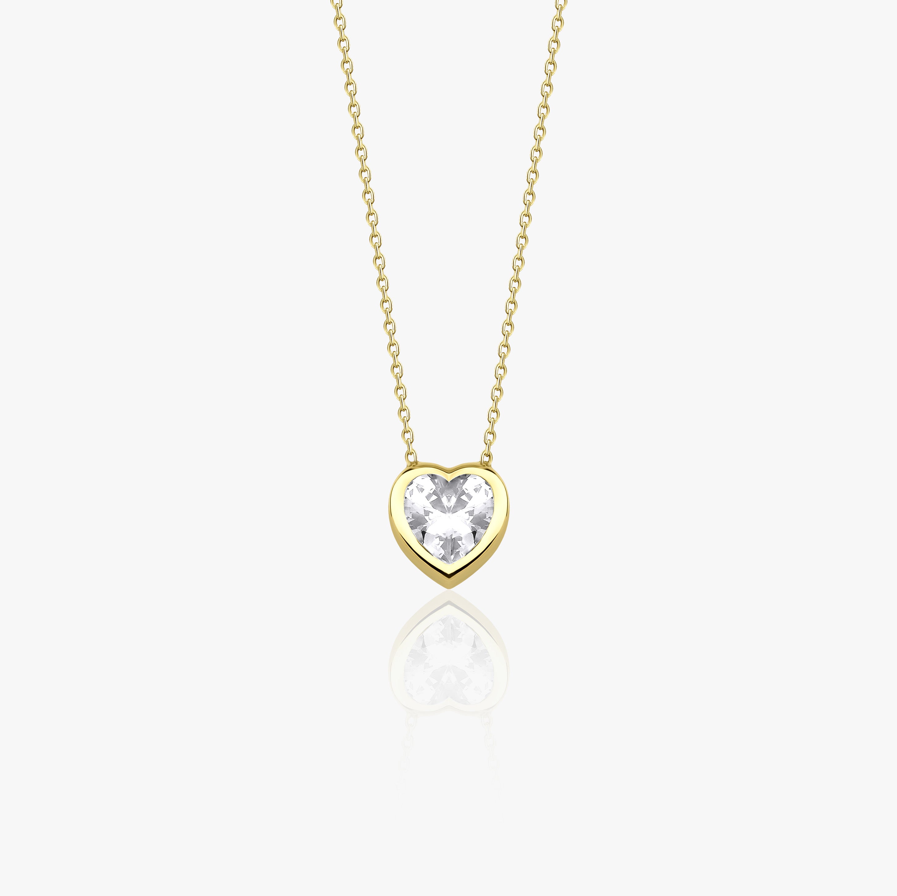 Heart Cut Gemstone Necklace in 14K Gold