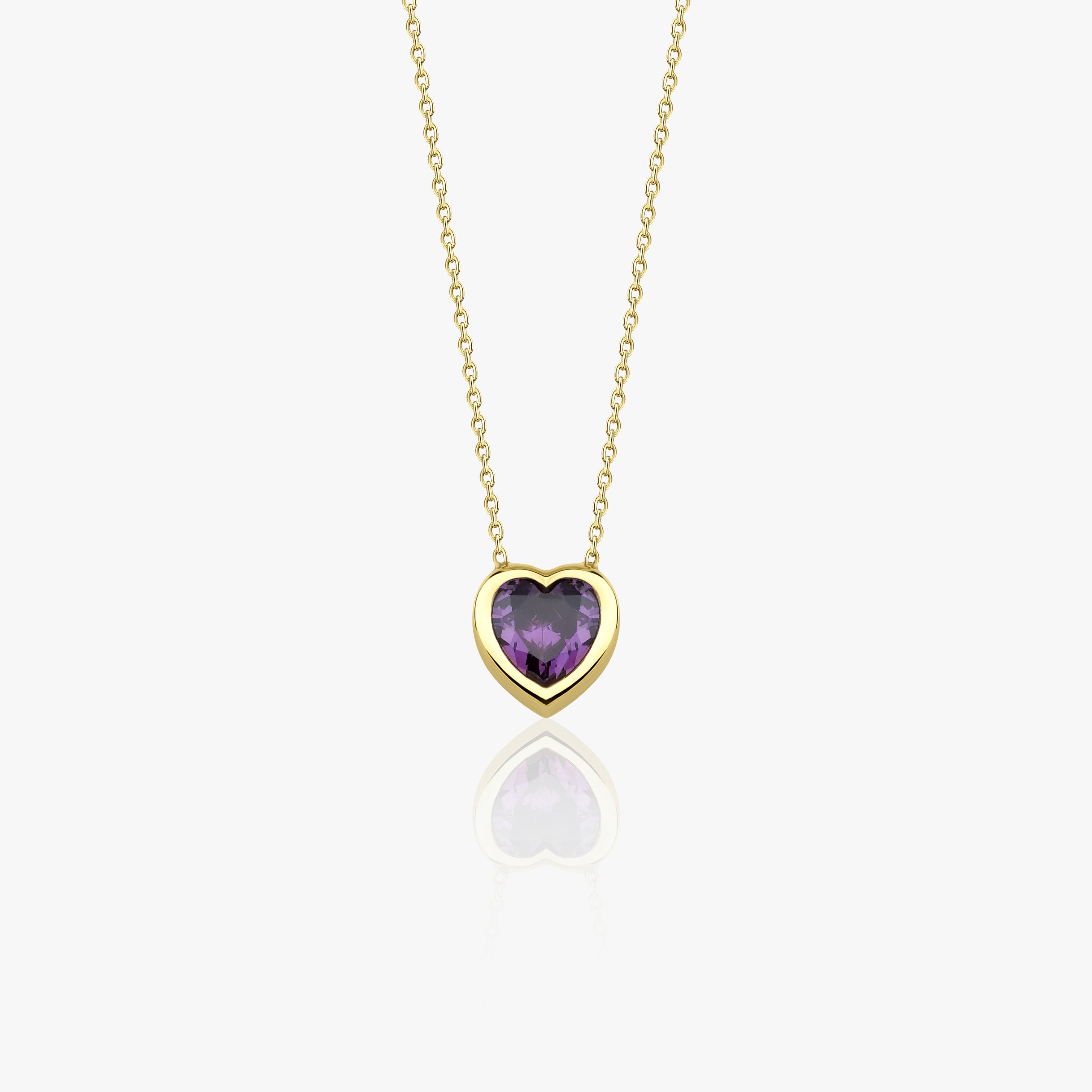 Purple Gemstone Heart Necklace in 14K Gold