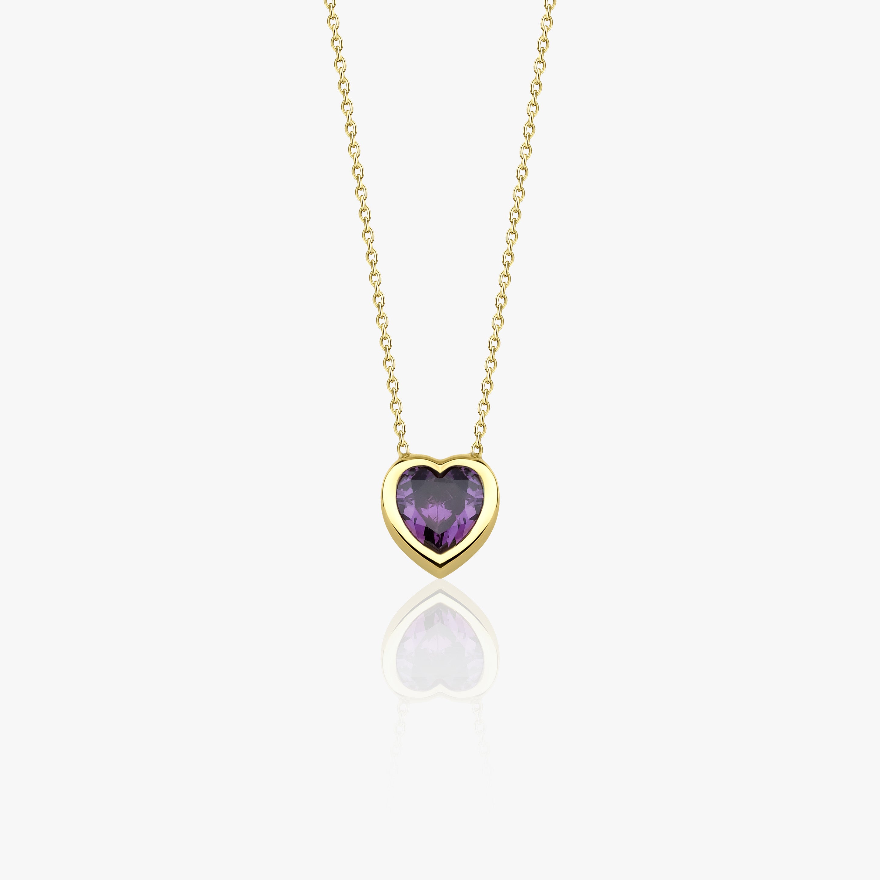 Purple Gemstone Heart Necklace in 14K Gold