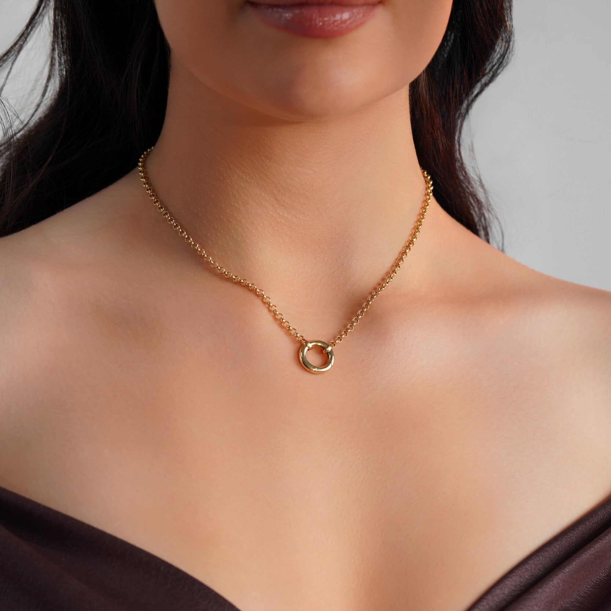 Charm Holder Necklace in 14K Gold