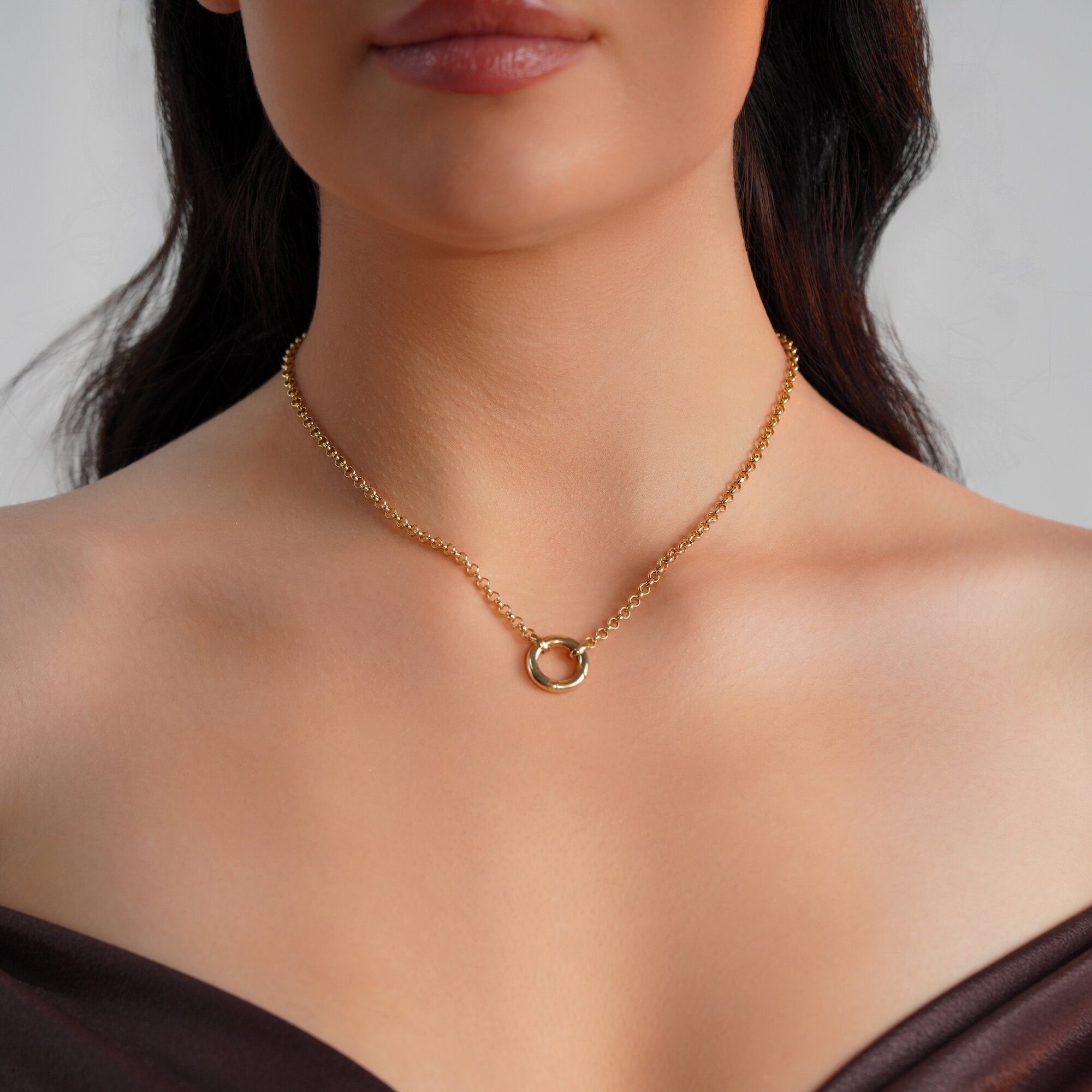 Charm Holder Necklace in 14K Gold
