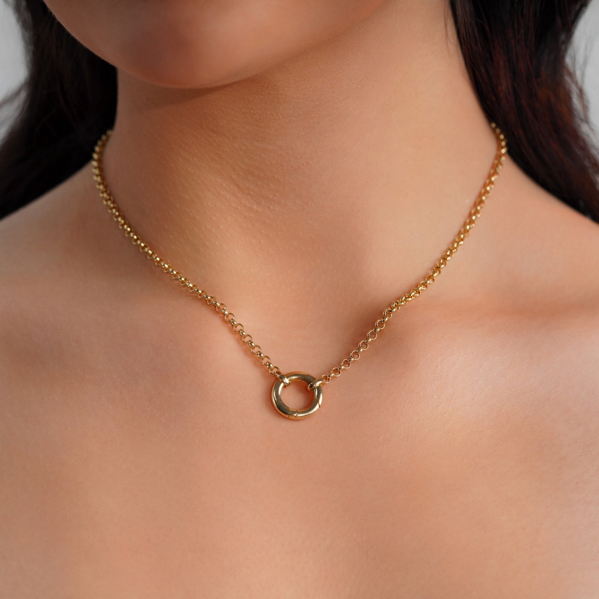 Charm Holder Necklace in 14K Gold