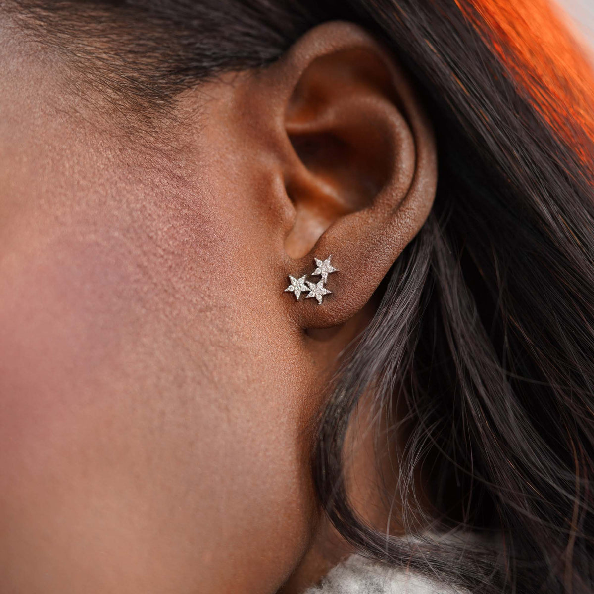 Single Celestial Star Group Stud in 14K Gold