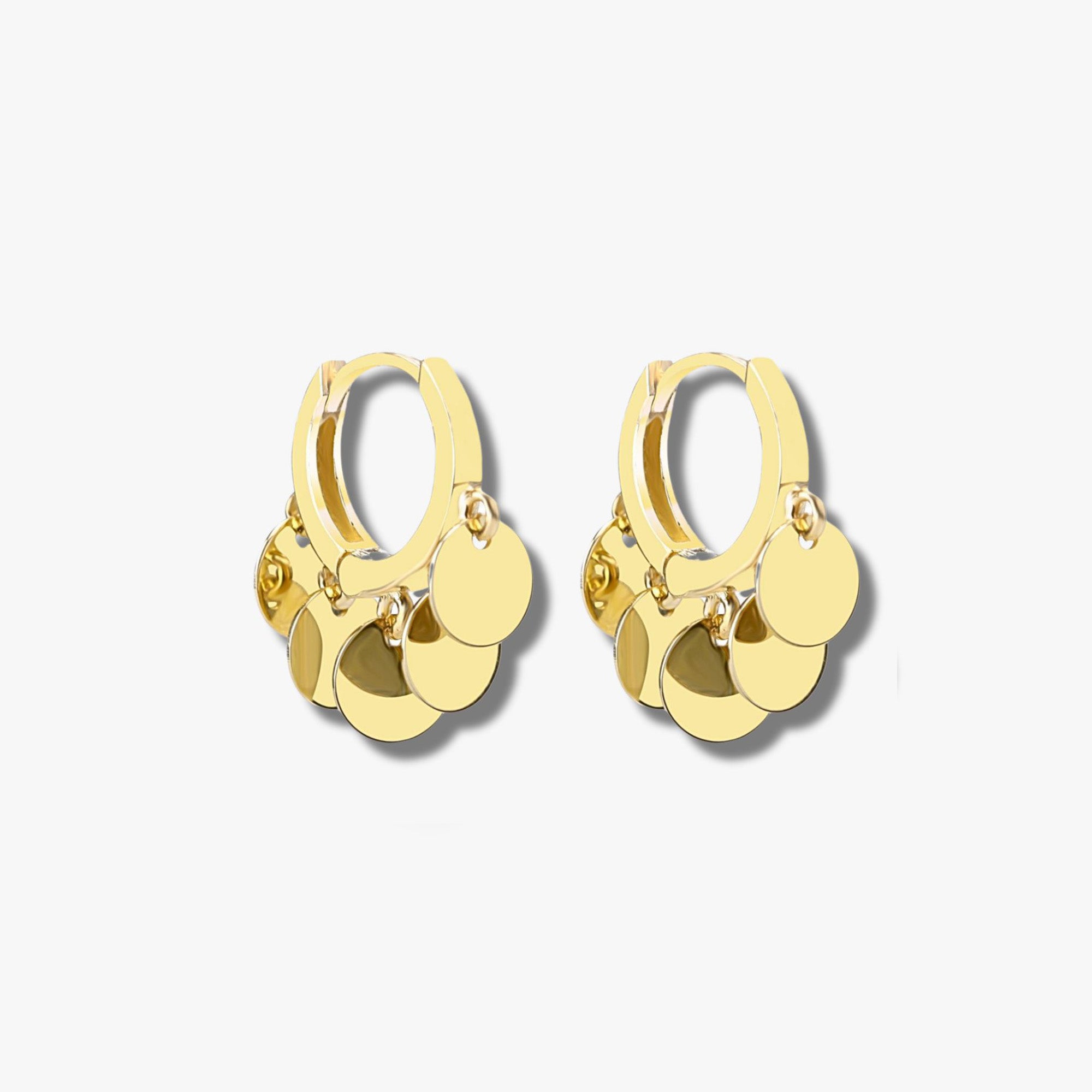 Circle Charm Earrings in 14K Gold