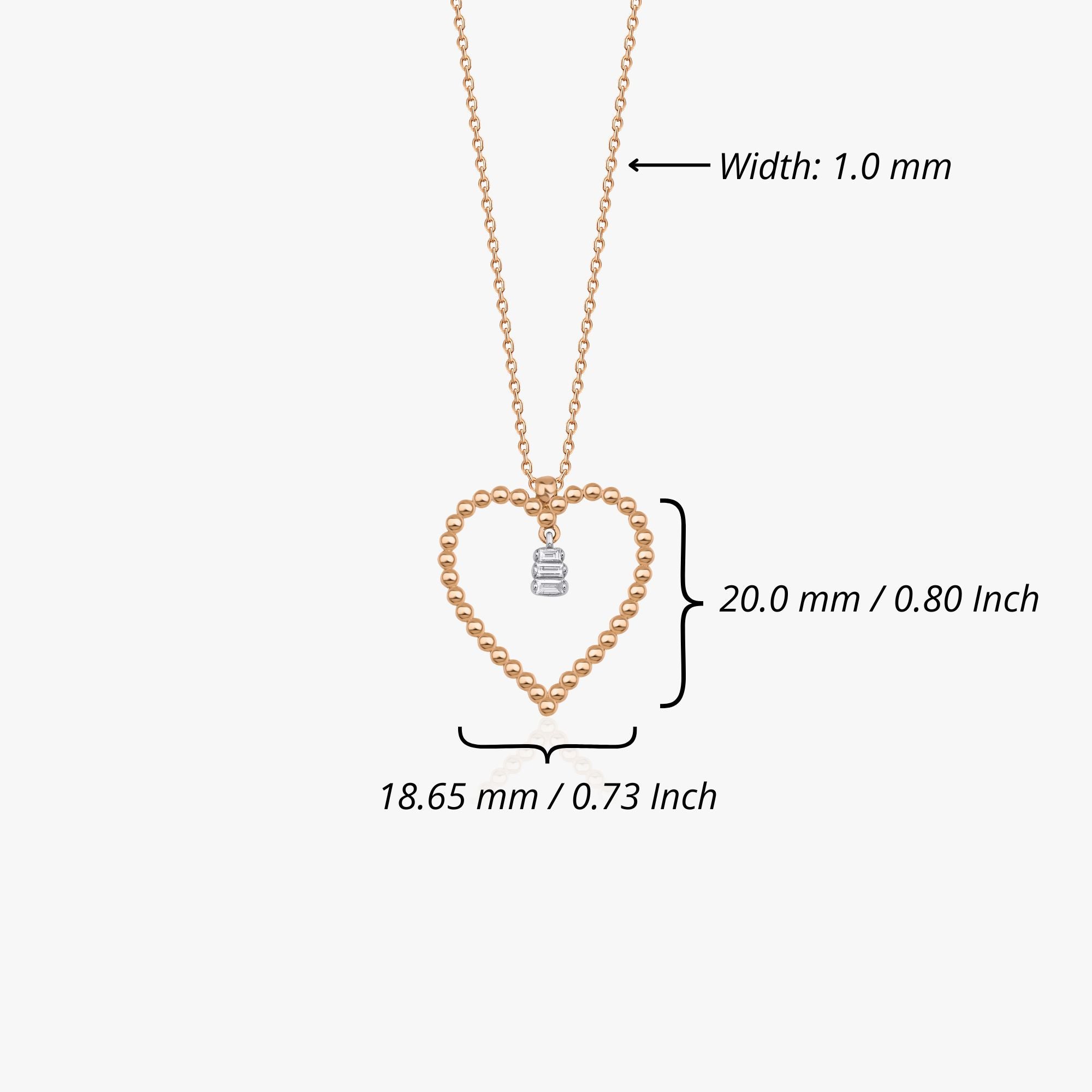 Baguette Diamond Heart Necklace