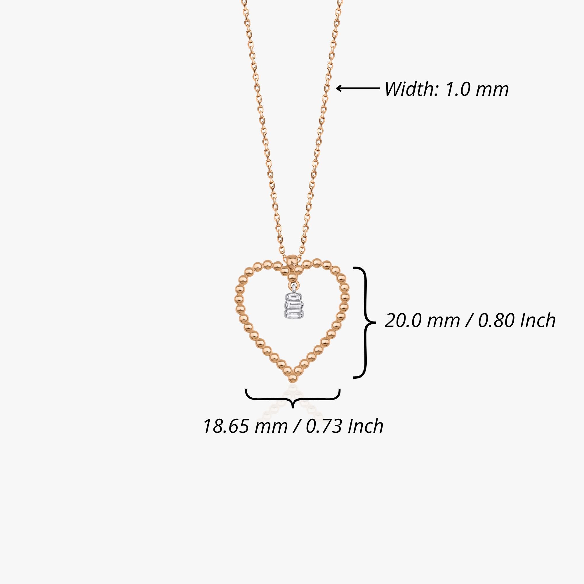 Baguette Diamond Heart Necklace in 14K Gold