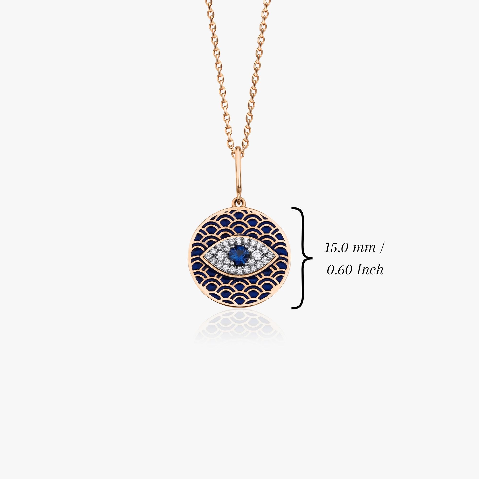 Blue Sapphire and Diamond Evil Eye Protection Pendant Necklace