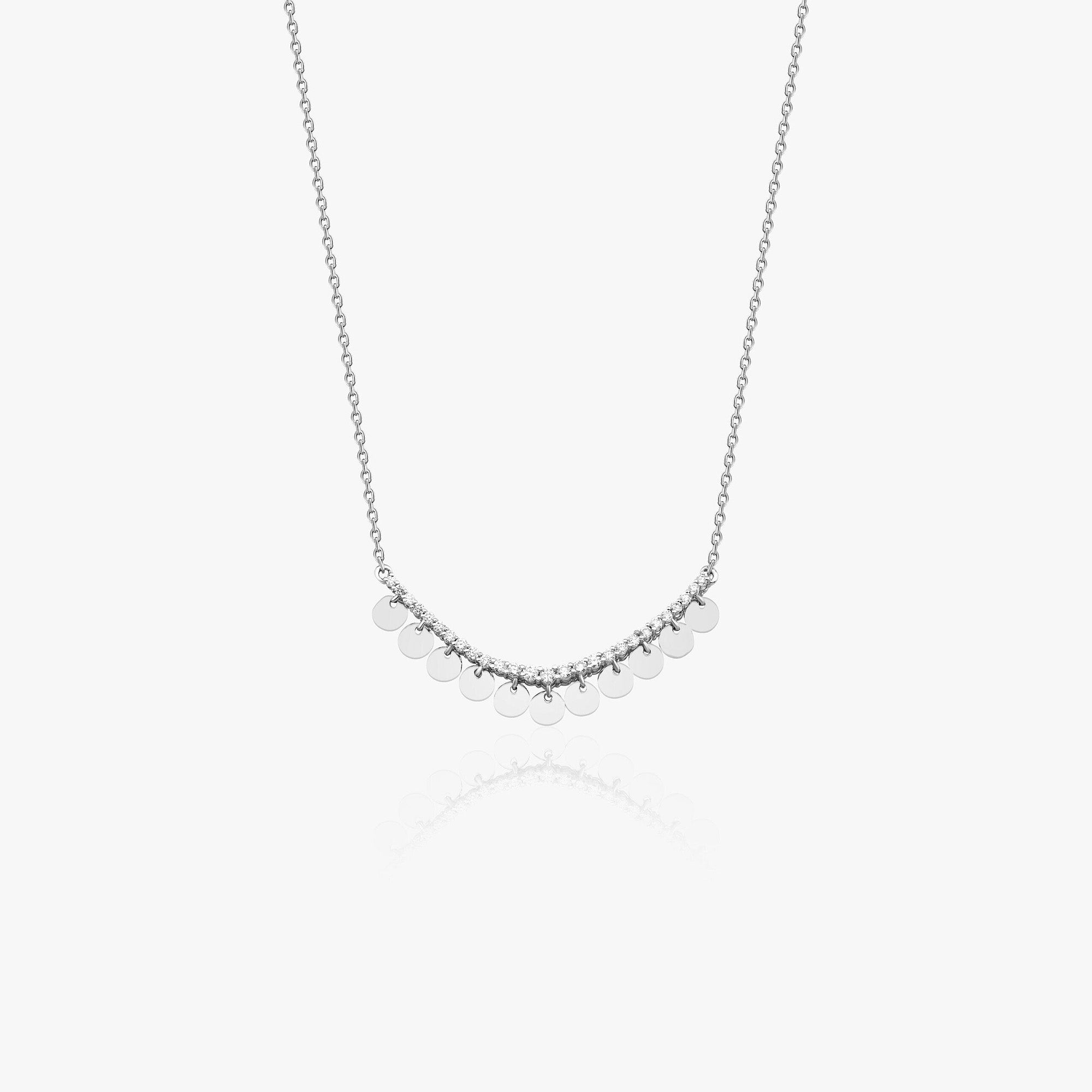 Diamond Crescent Bar Necklace in 14K Gold