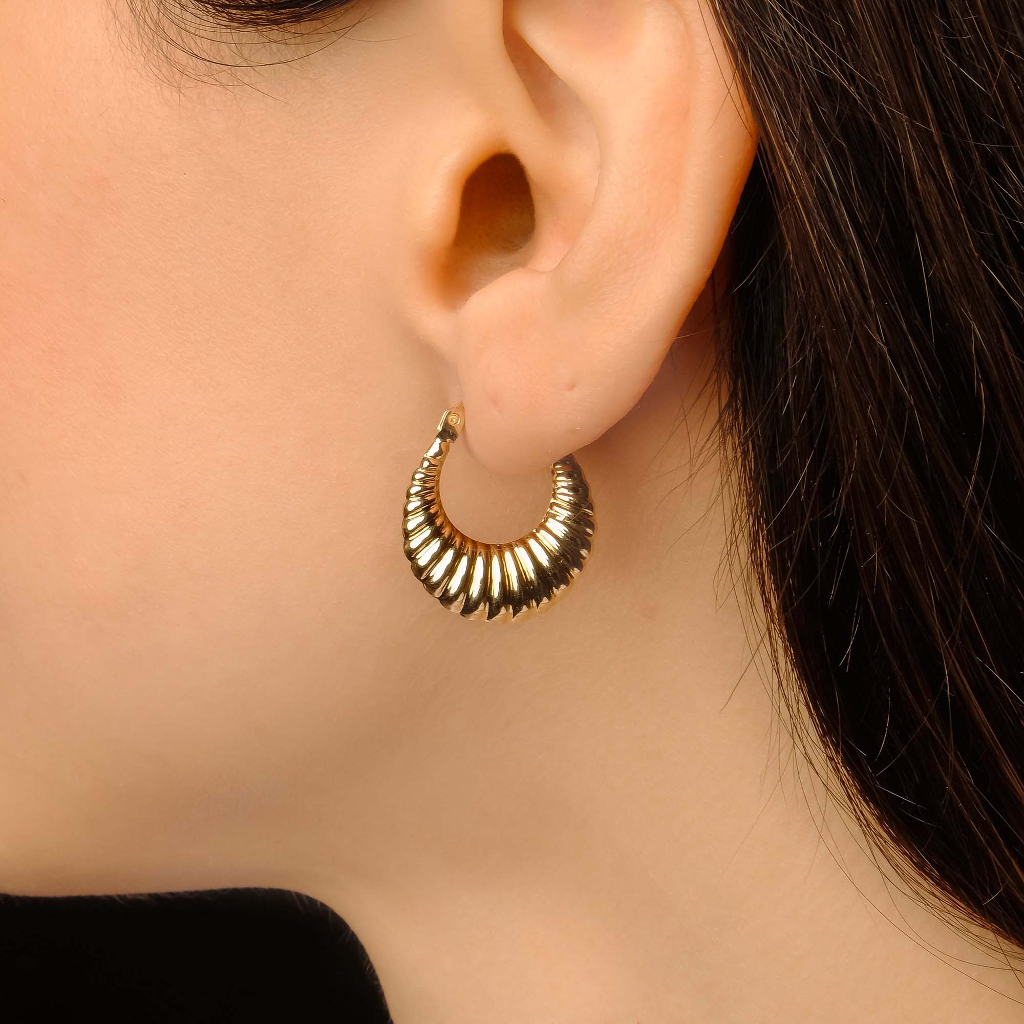 Croissant Hoops in 14K Gold