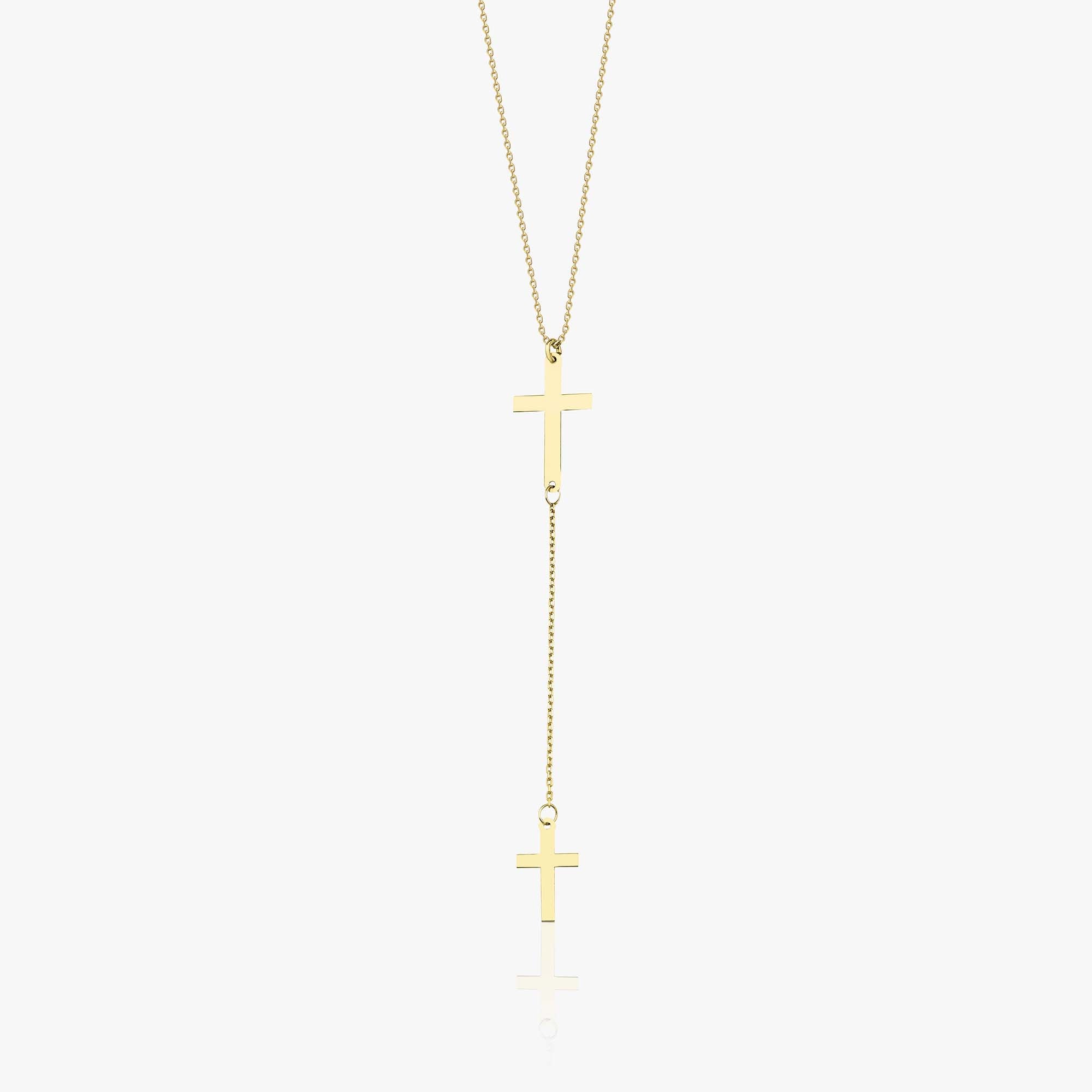 Lariat Cross Necklace in 14K Gold