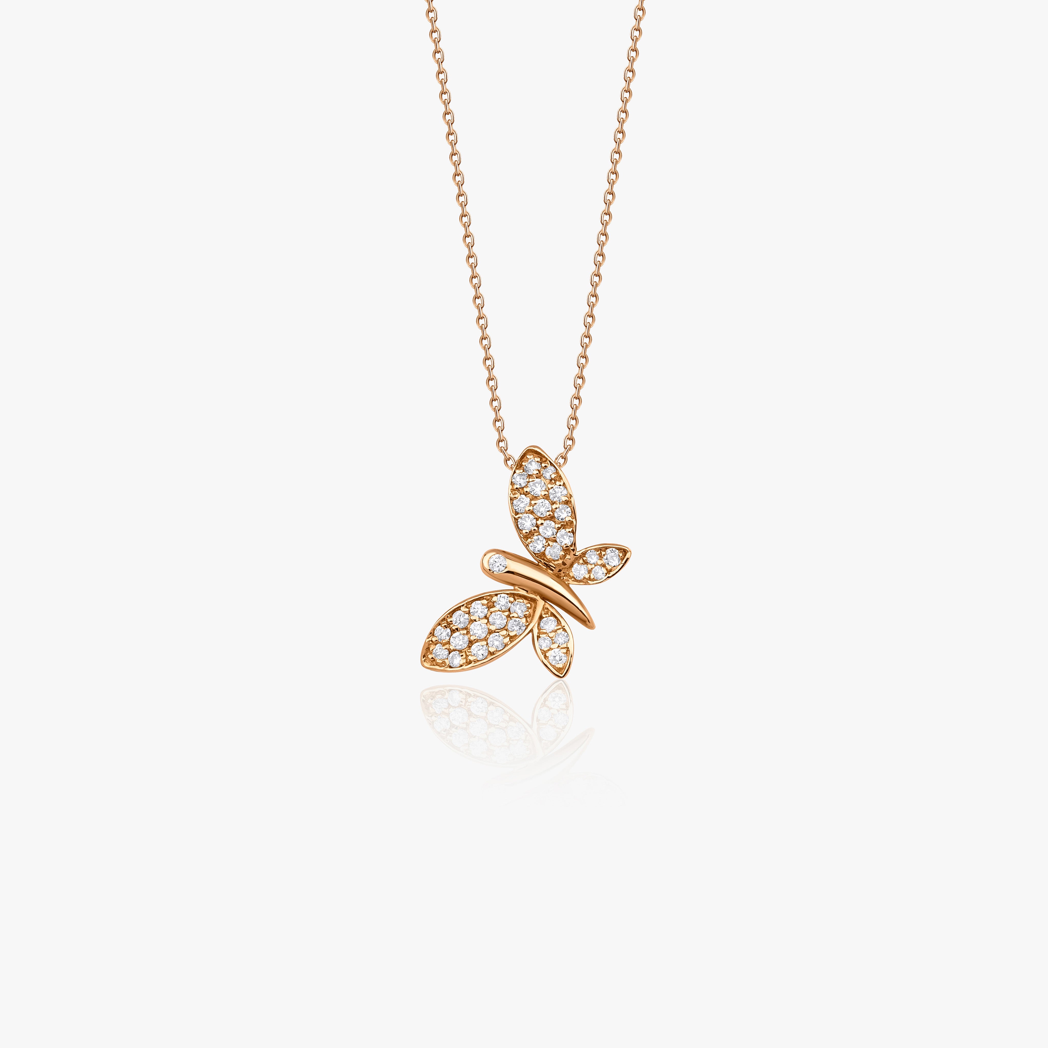 Diamond Dragonfly Necklace in 14K Gold