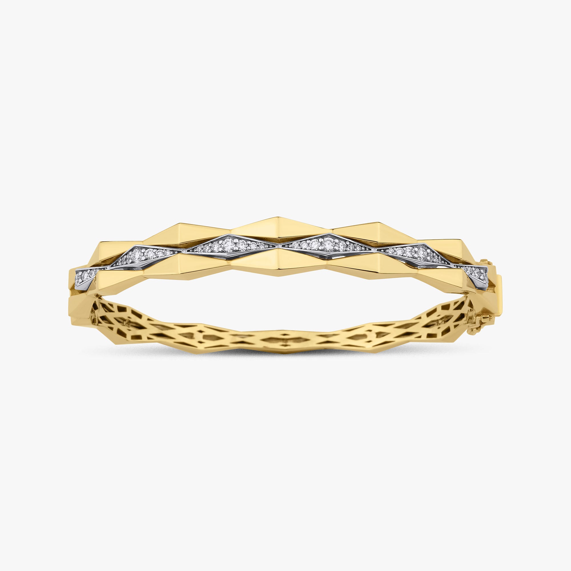 Diamond Geometric Bangle in 14K Gold