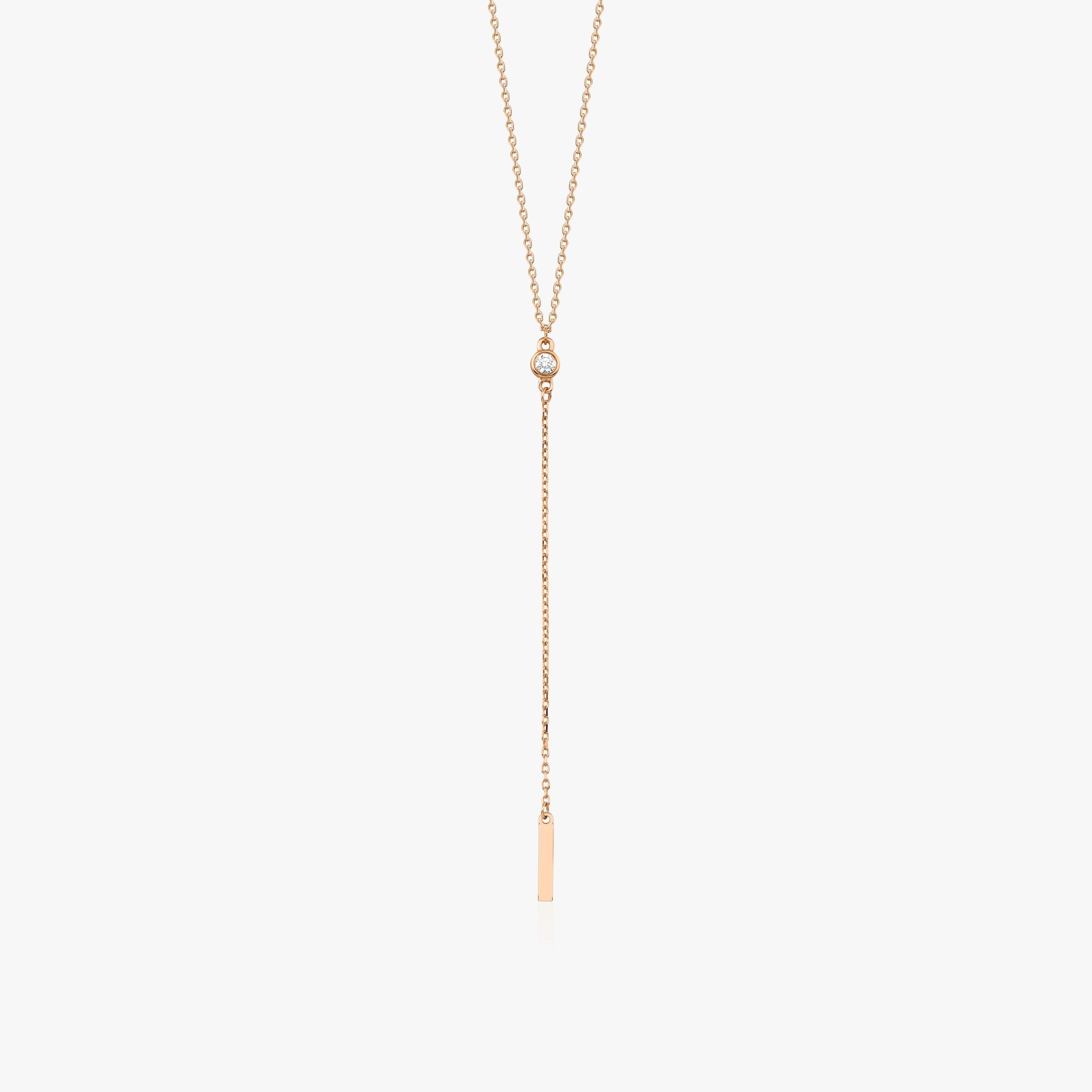 Minimal Diamond Lariat Necklace in 14K Gold