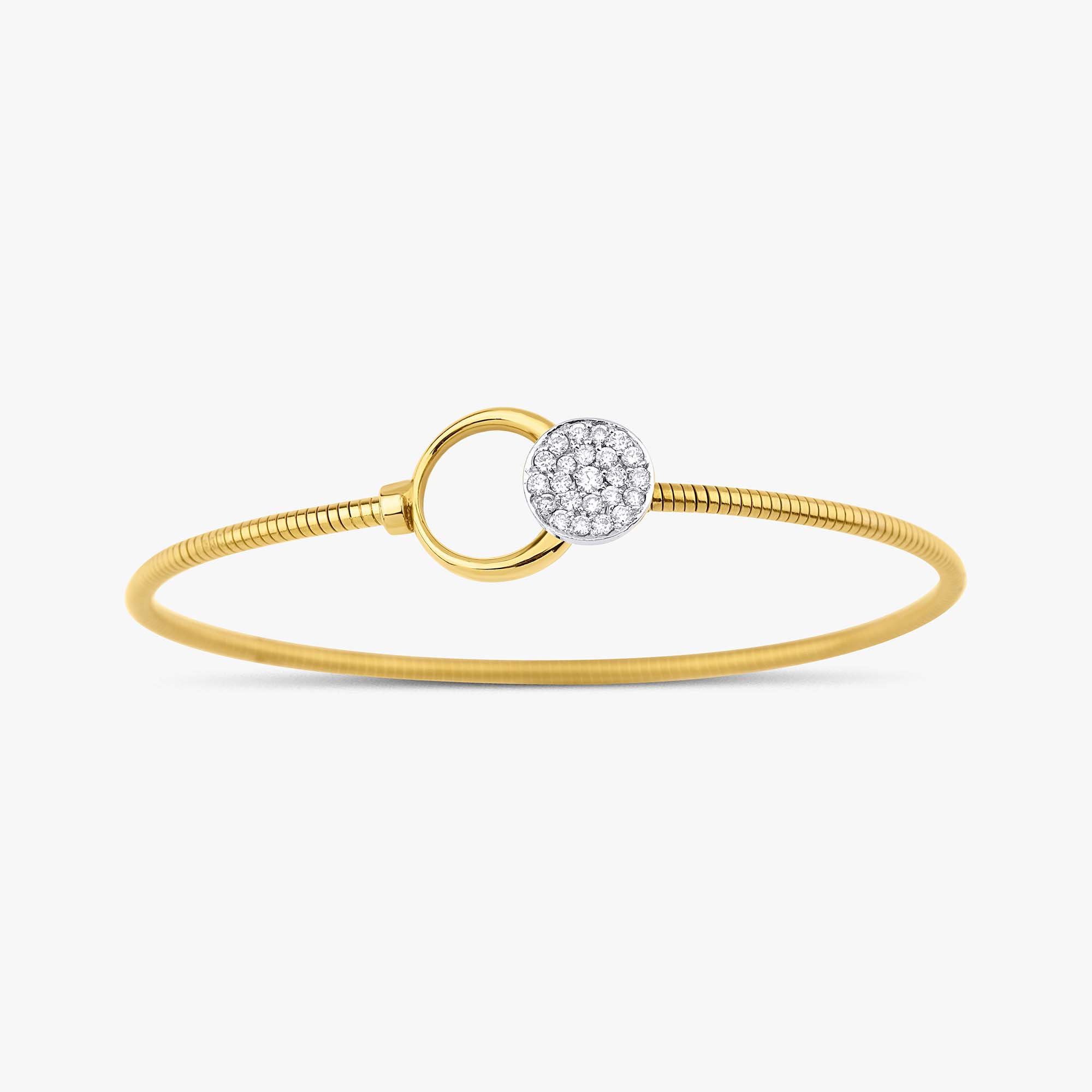 Diamond Solar Eclipse Bangle in 18K Gold