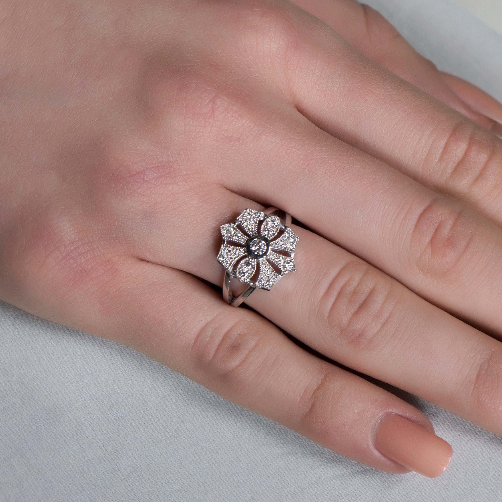 Diamond Cross Ring in 14K Gold