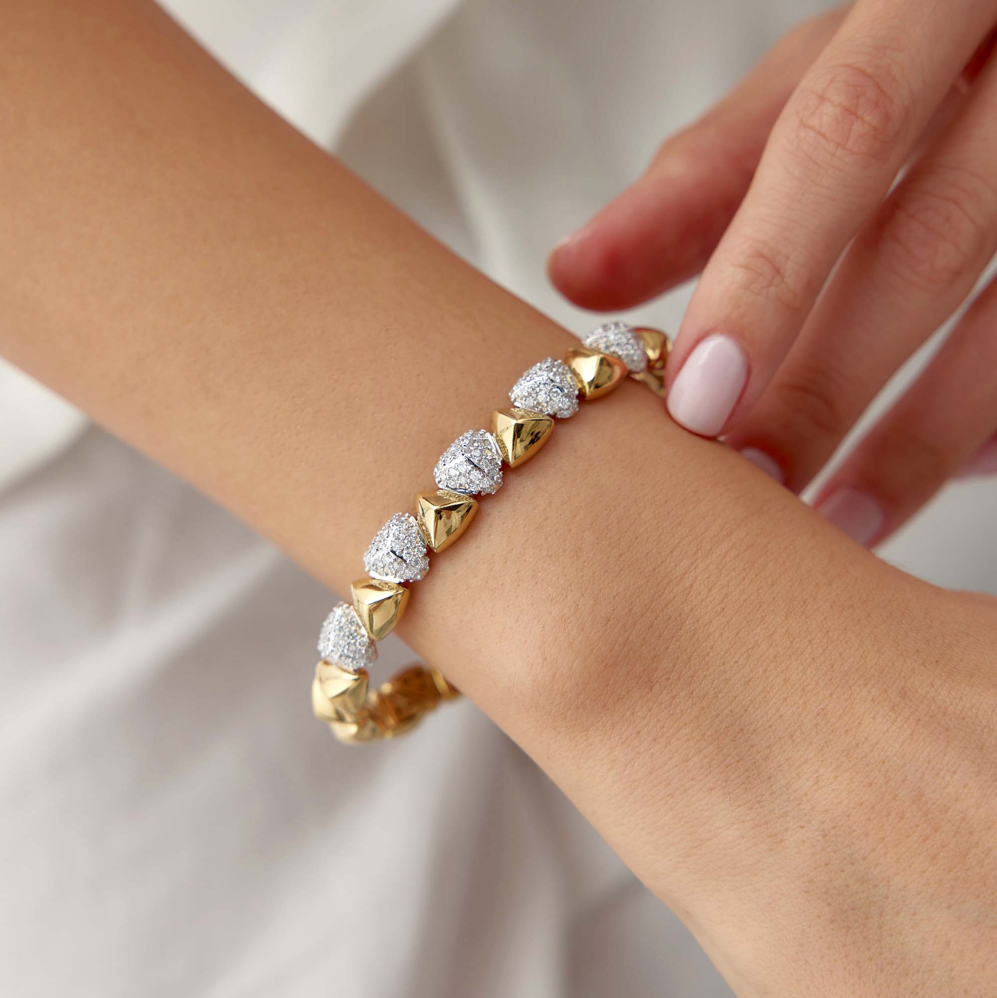 Pave Diamond Triangle Cuff Bangle