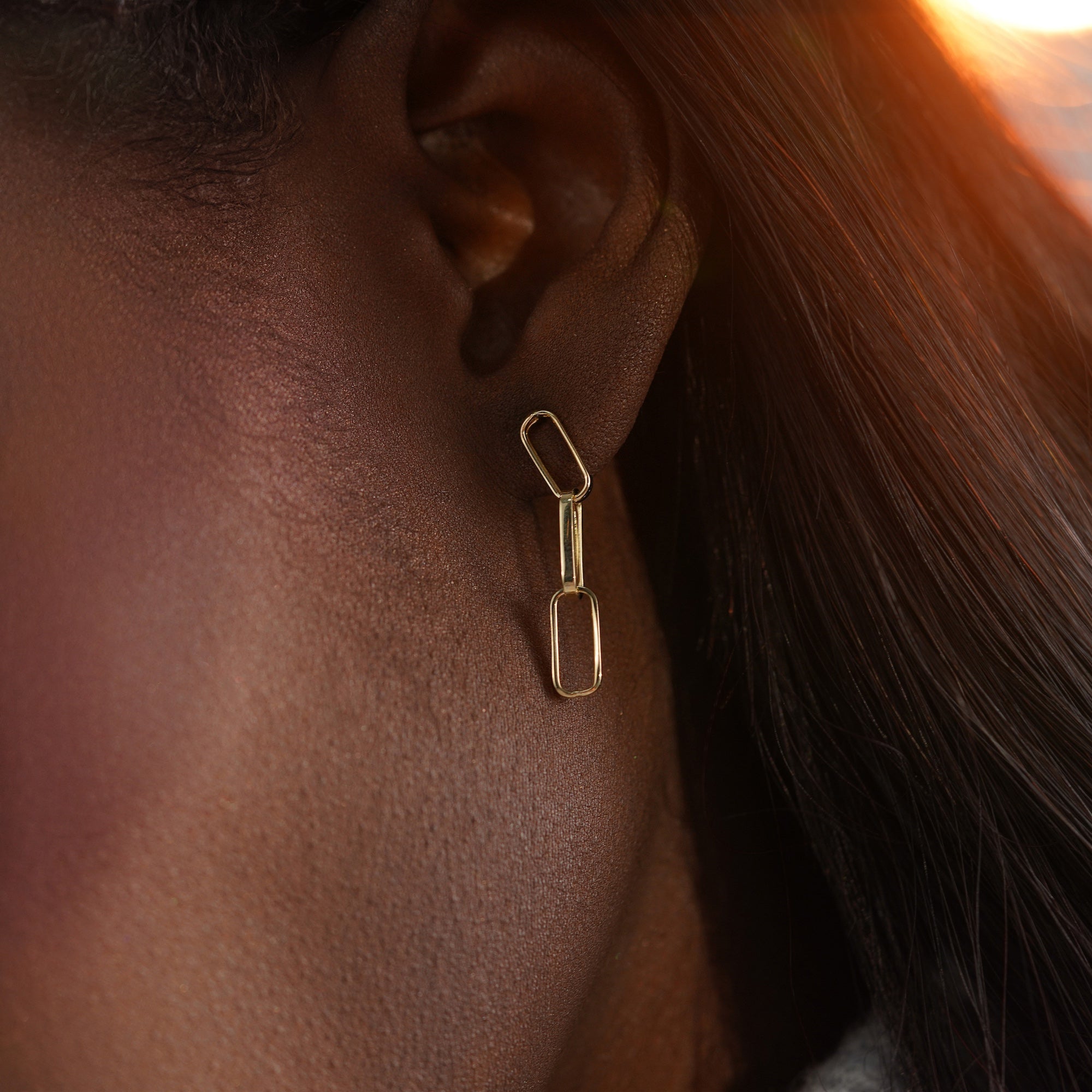 Paperclip Drop Earrings in 14K Gold