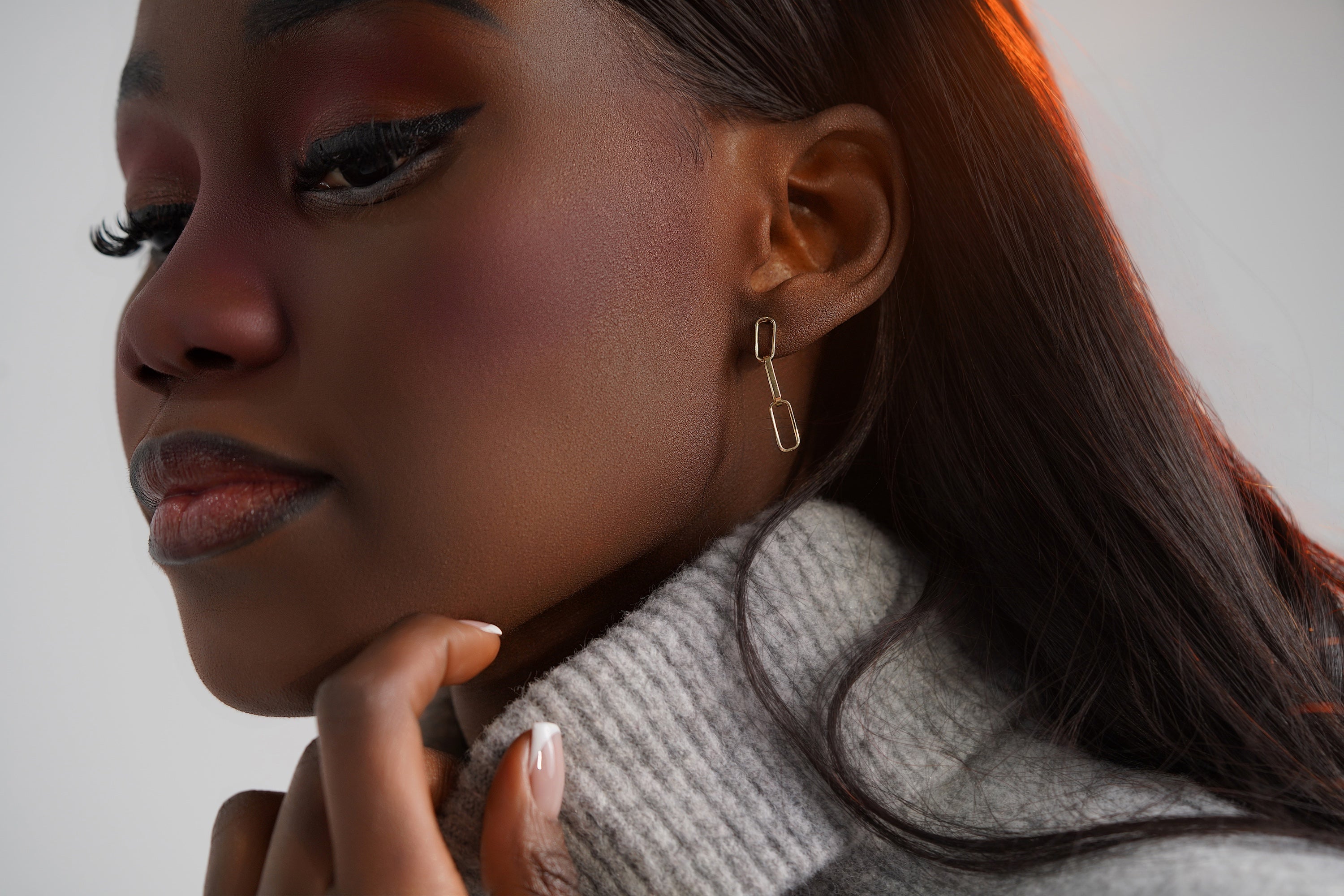Paperclip Drop Earrings in 14K Gold