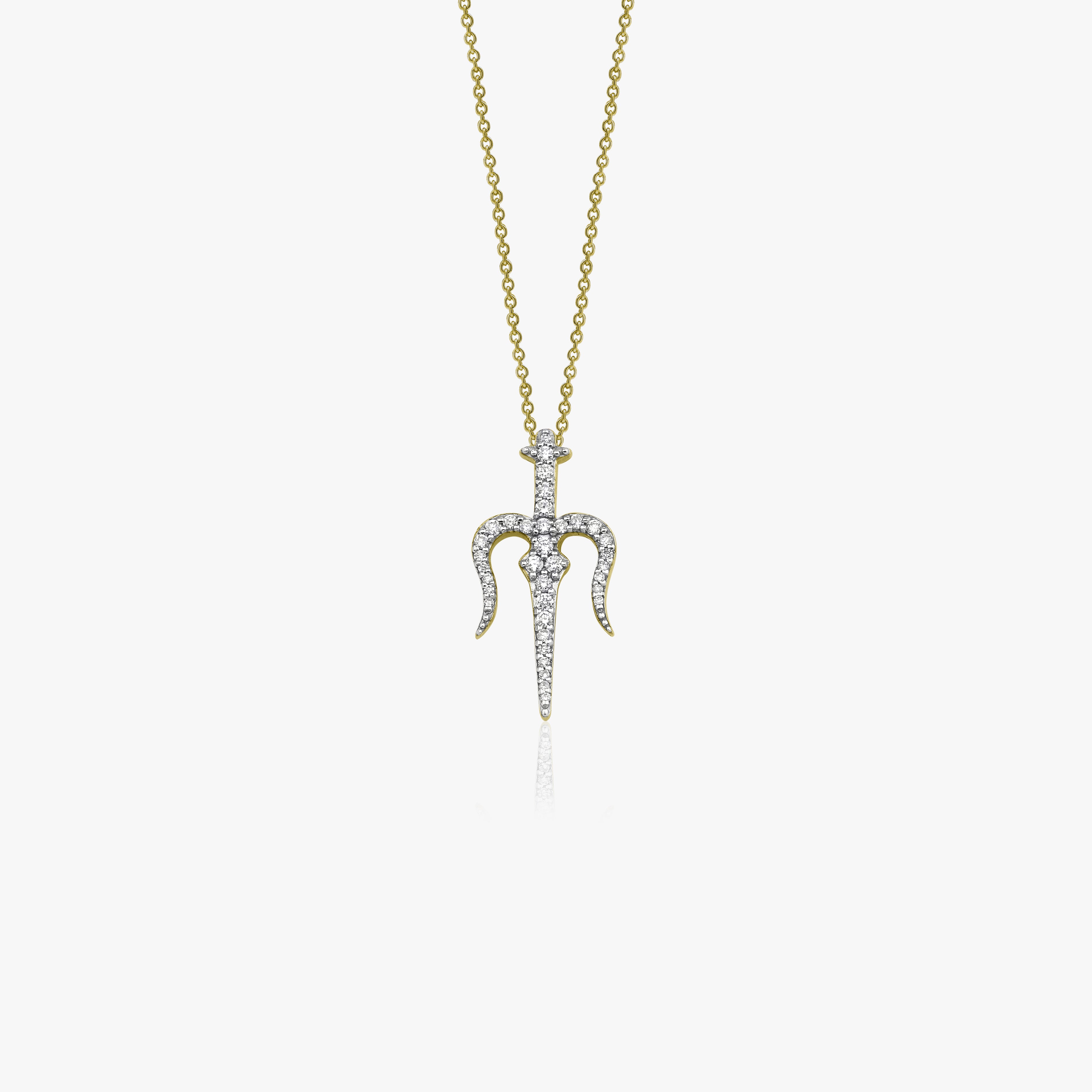 Diamond Trident Necklace Available in 14K and 18K Gold