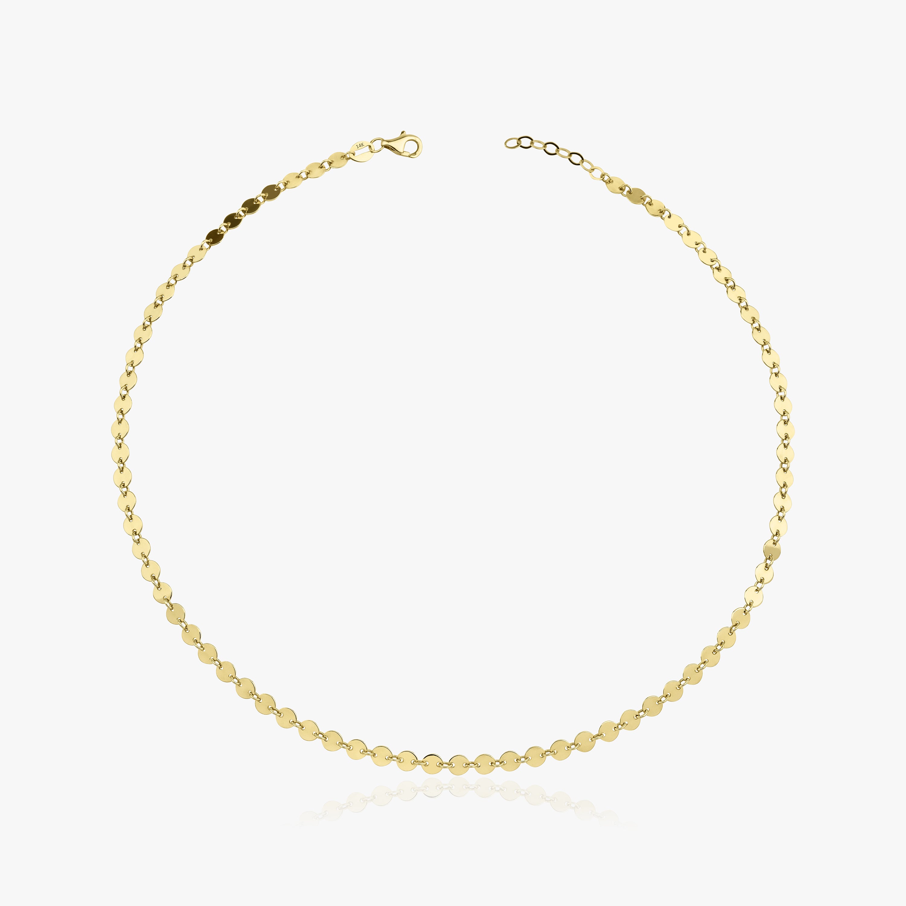 14K Gold Circle Chain Choker Necklace