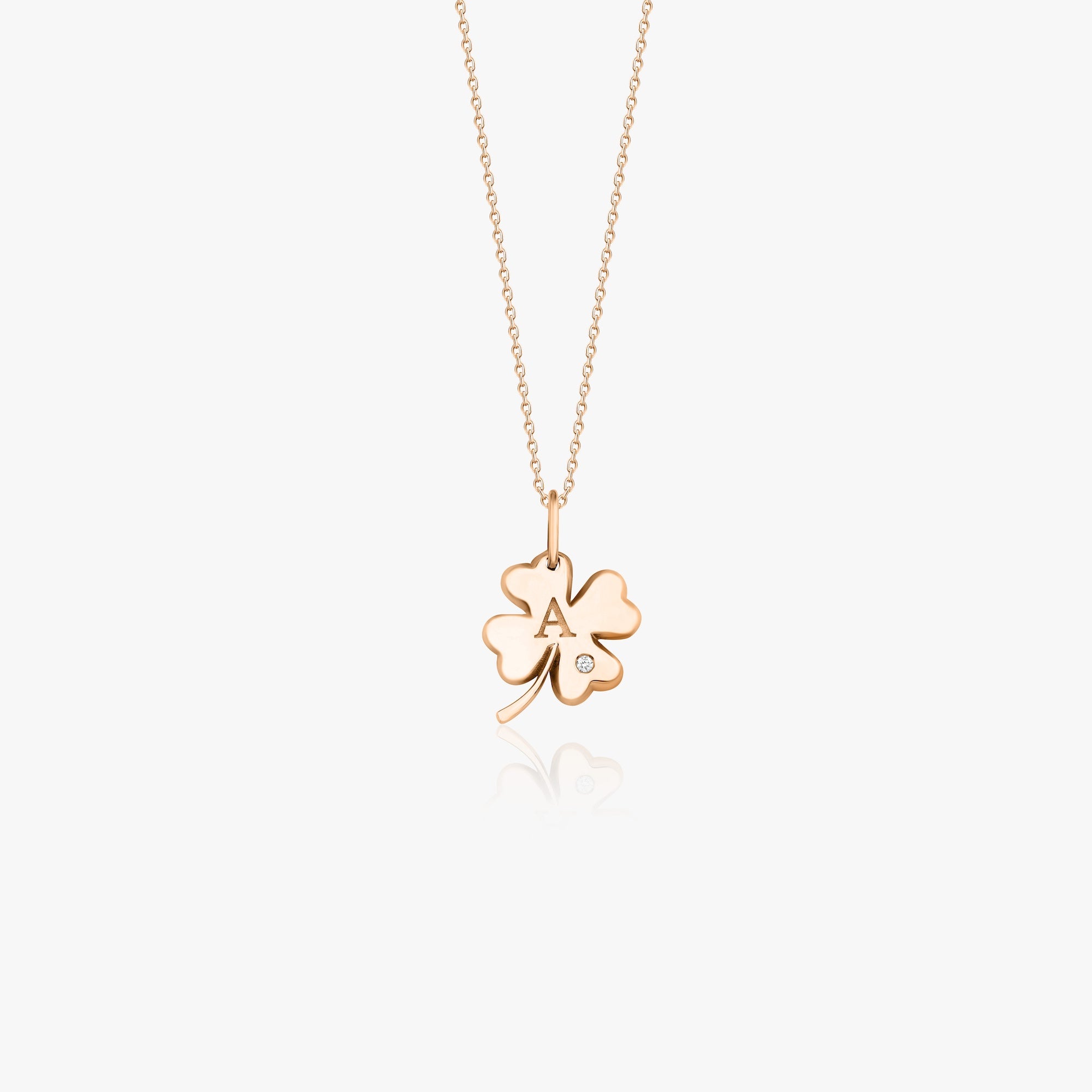 Clover Birthstone Initial Pendant Necklace in 14K Gold
