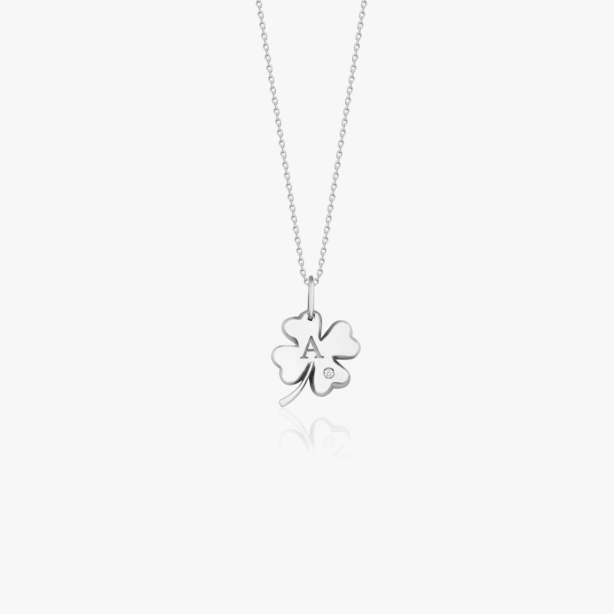 Clover Birthstone Initial Pendant Necklace in 14K Gold