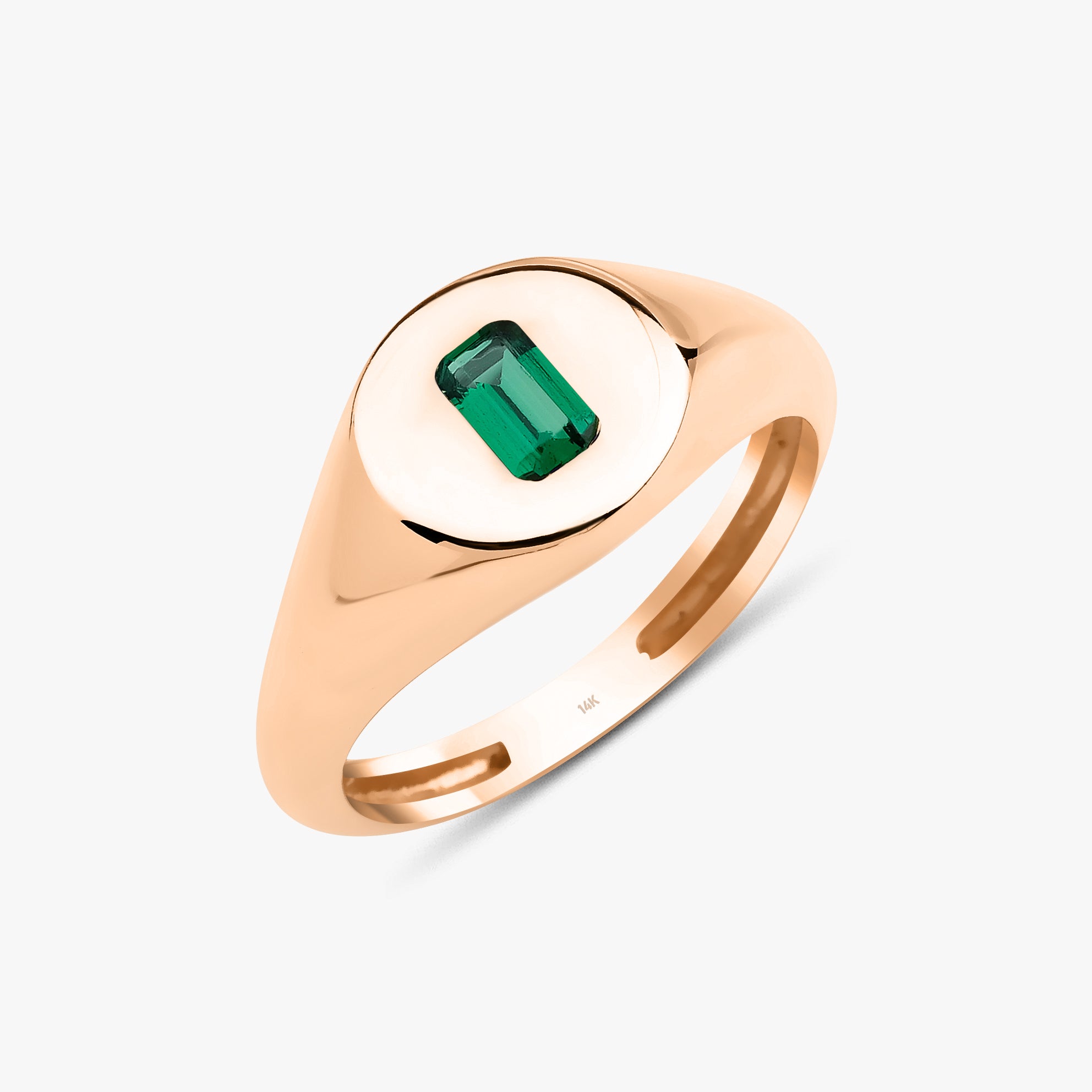 Emerald Cut Green Gemstone Ring in 14K Gold