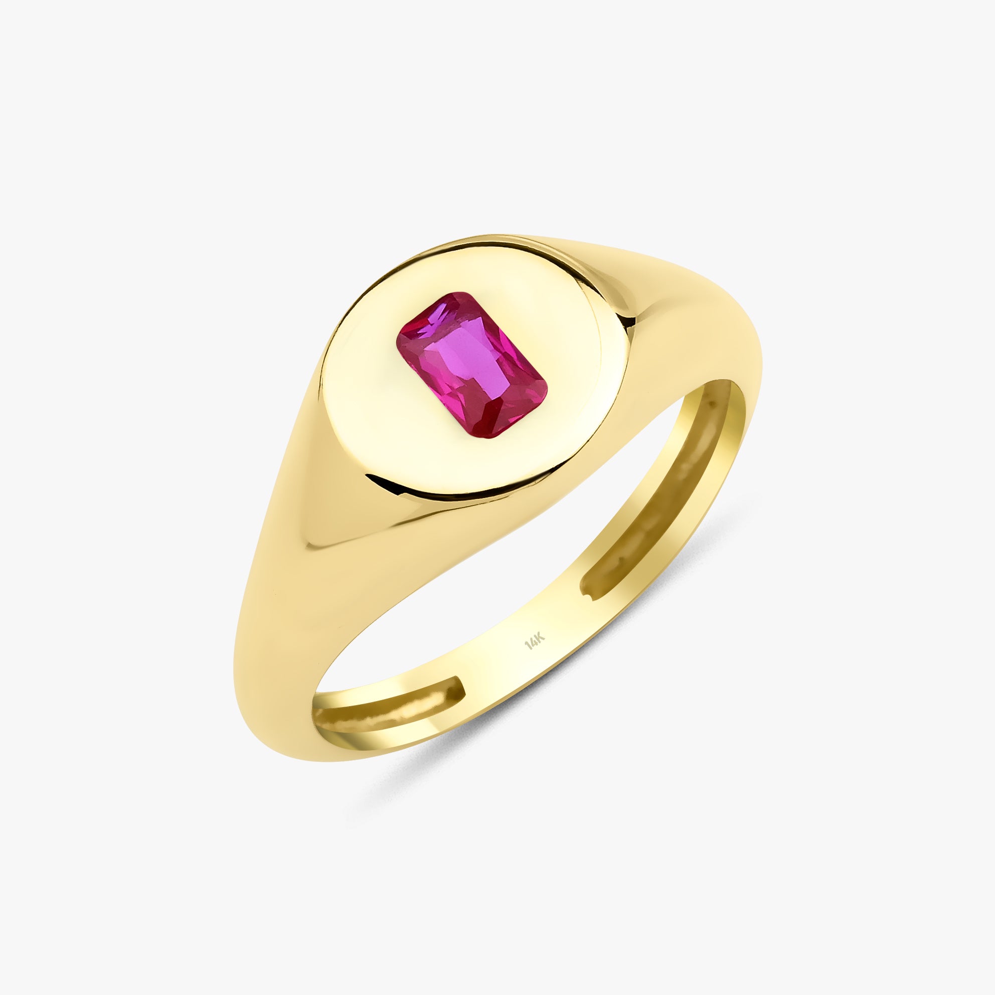 Emerald Cut Red Gemstone Ring in 14K Gold