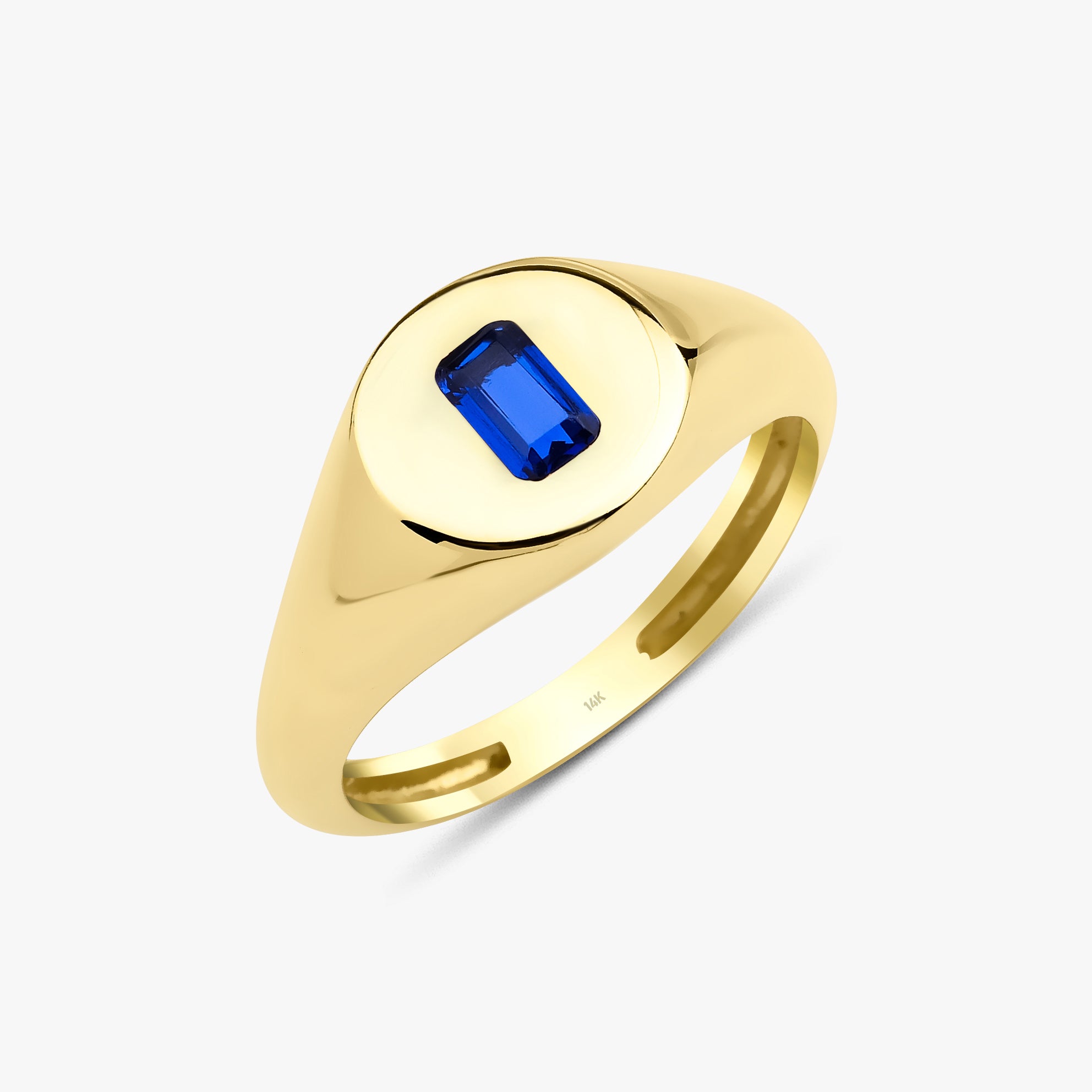 Emerald Cut Blue Gemstone Ring in 14K Gold